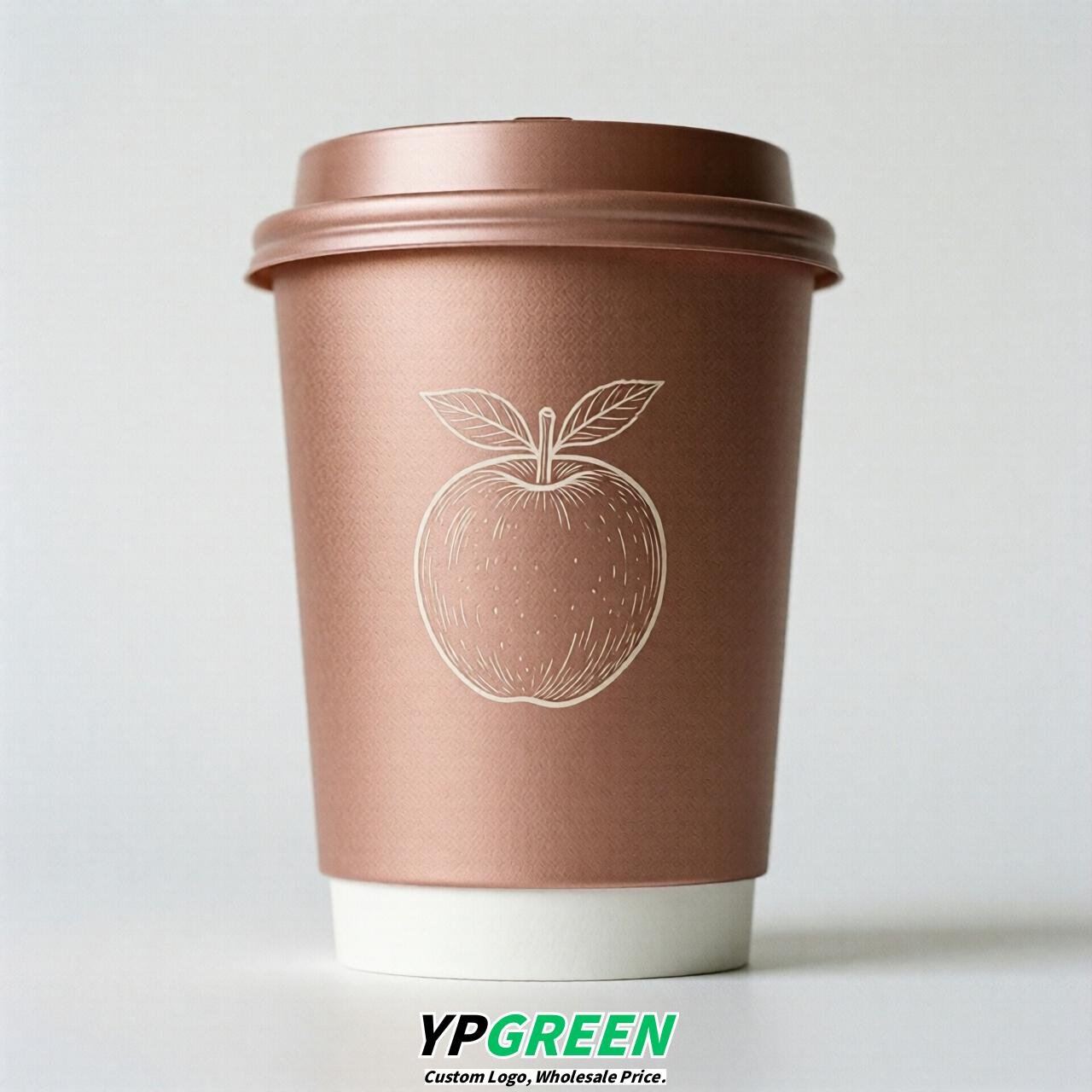 Rose Gold Fruits Paper Cups with Lids 8-24oz
