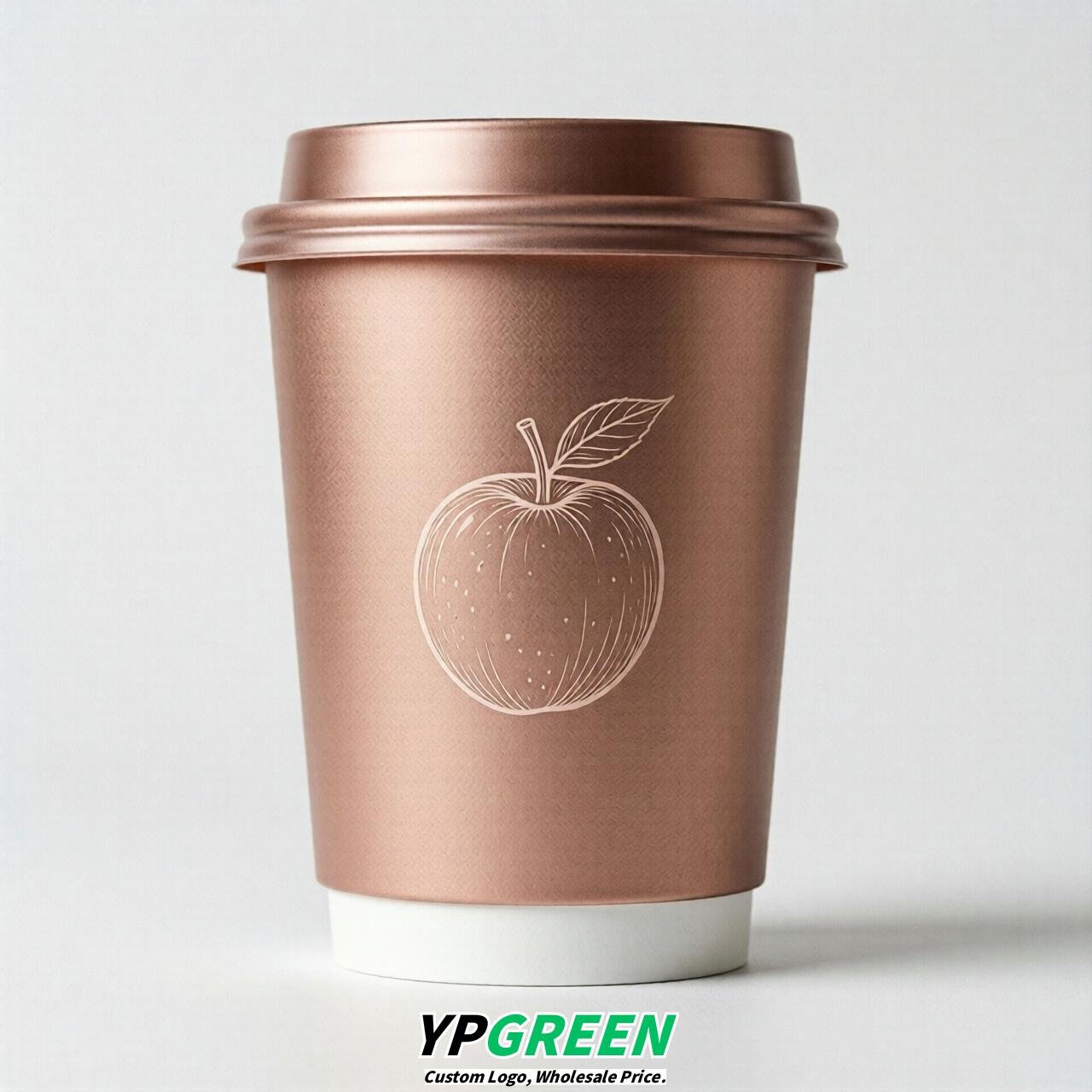 Rose Gold Fruits Paper Cups with Lids 8-24oz