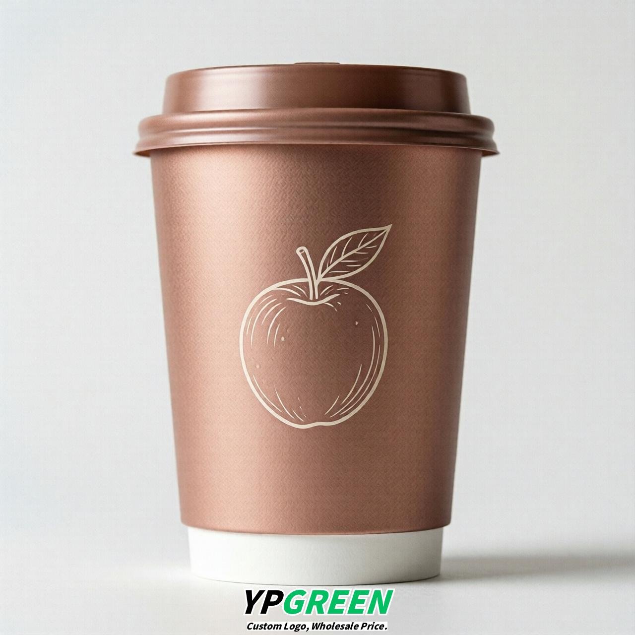Rose Gold Fruits Paper Cups with Lids 8-24oz