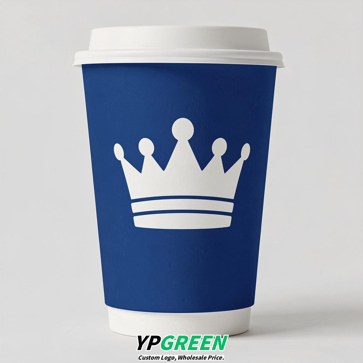 Royal Blue Paper Cups with Crown Design 8-24oz