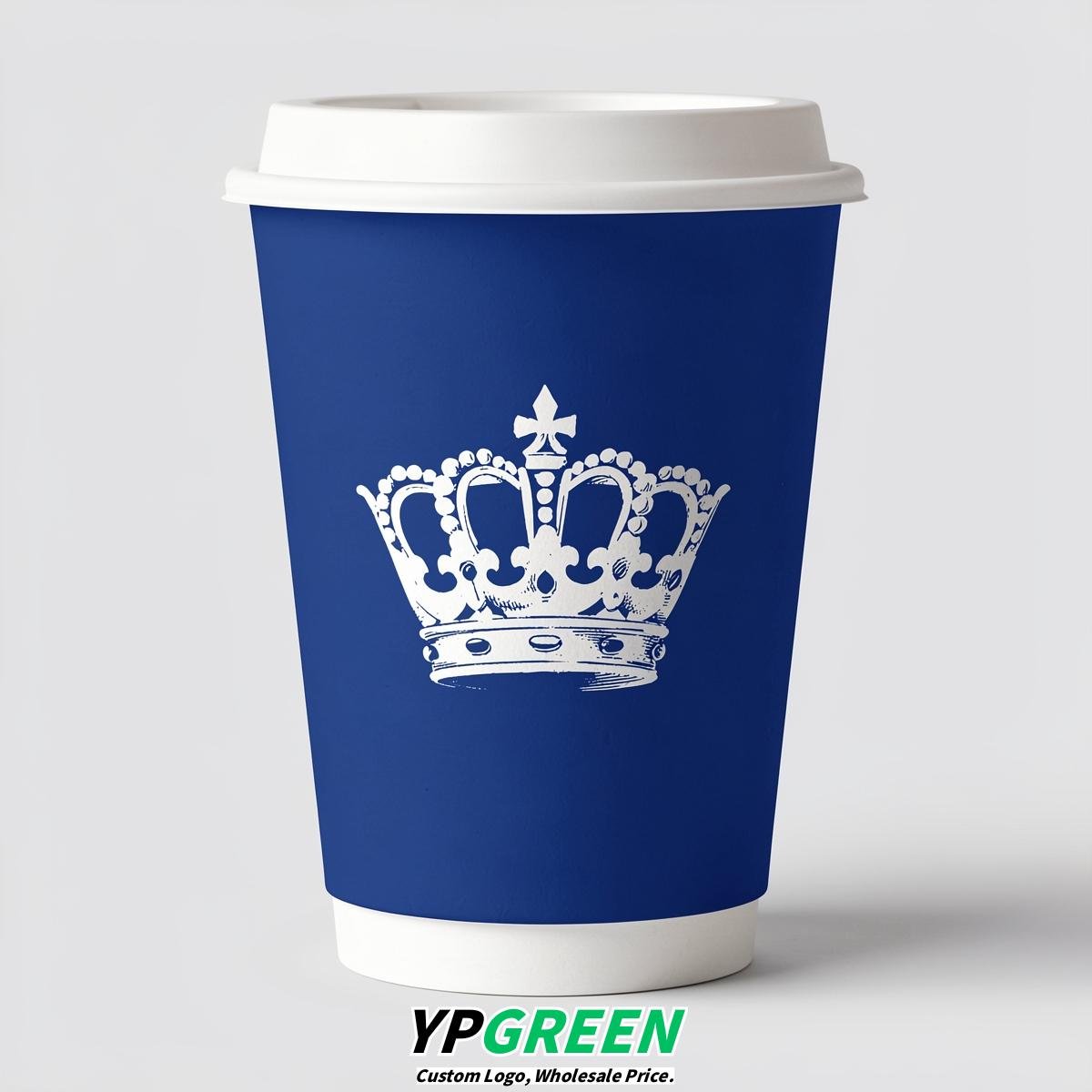 Royal Blue Paper Cups with Crown Design 8-24oz