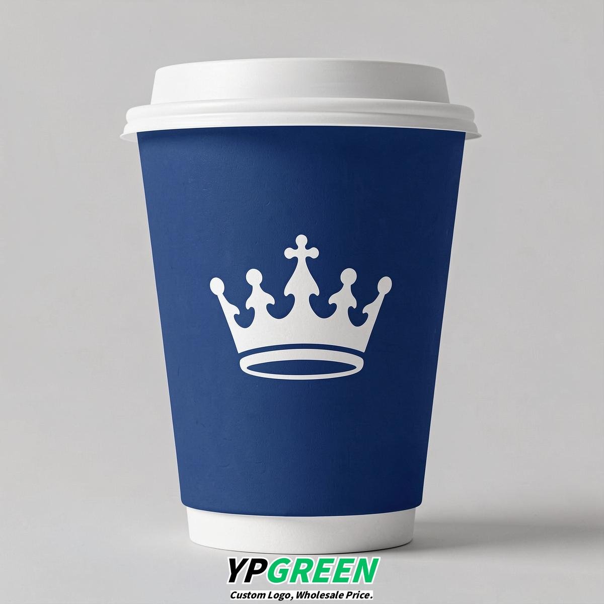Royal Blue Paper Cups with Crown Design 8-24oz