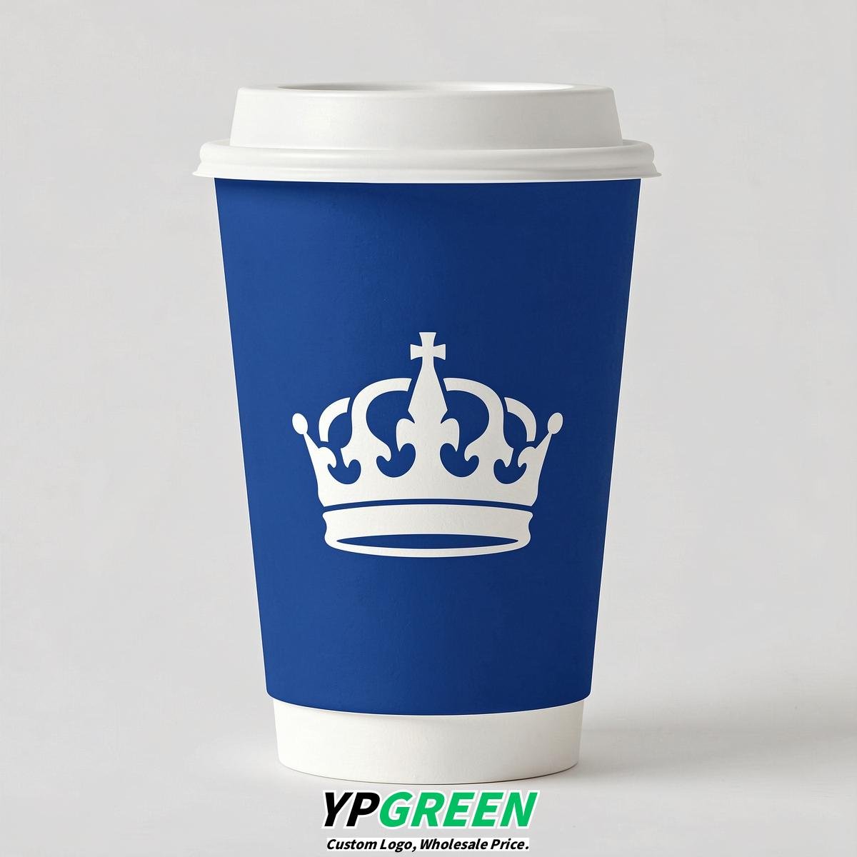 Royal Blue Paper Cups with Crown Design 8-24oz