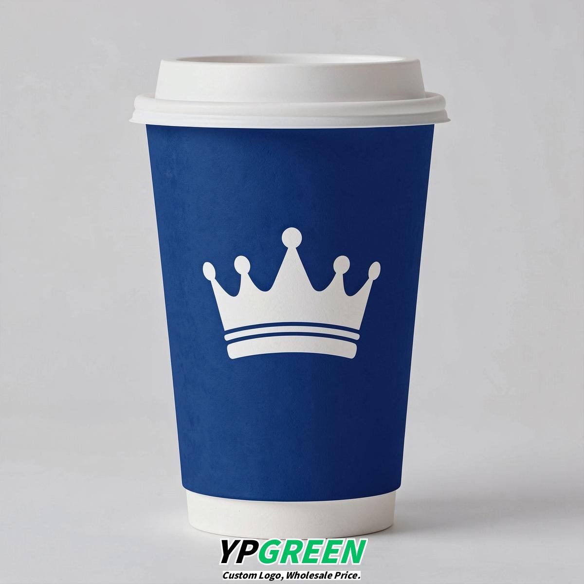 Royal Blue Paper Cups with Crown Design 8-24oz