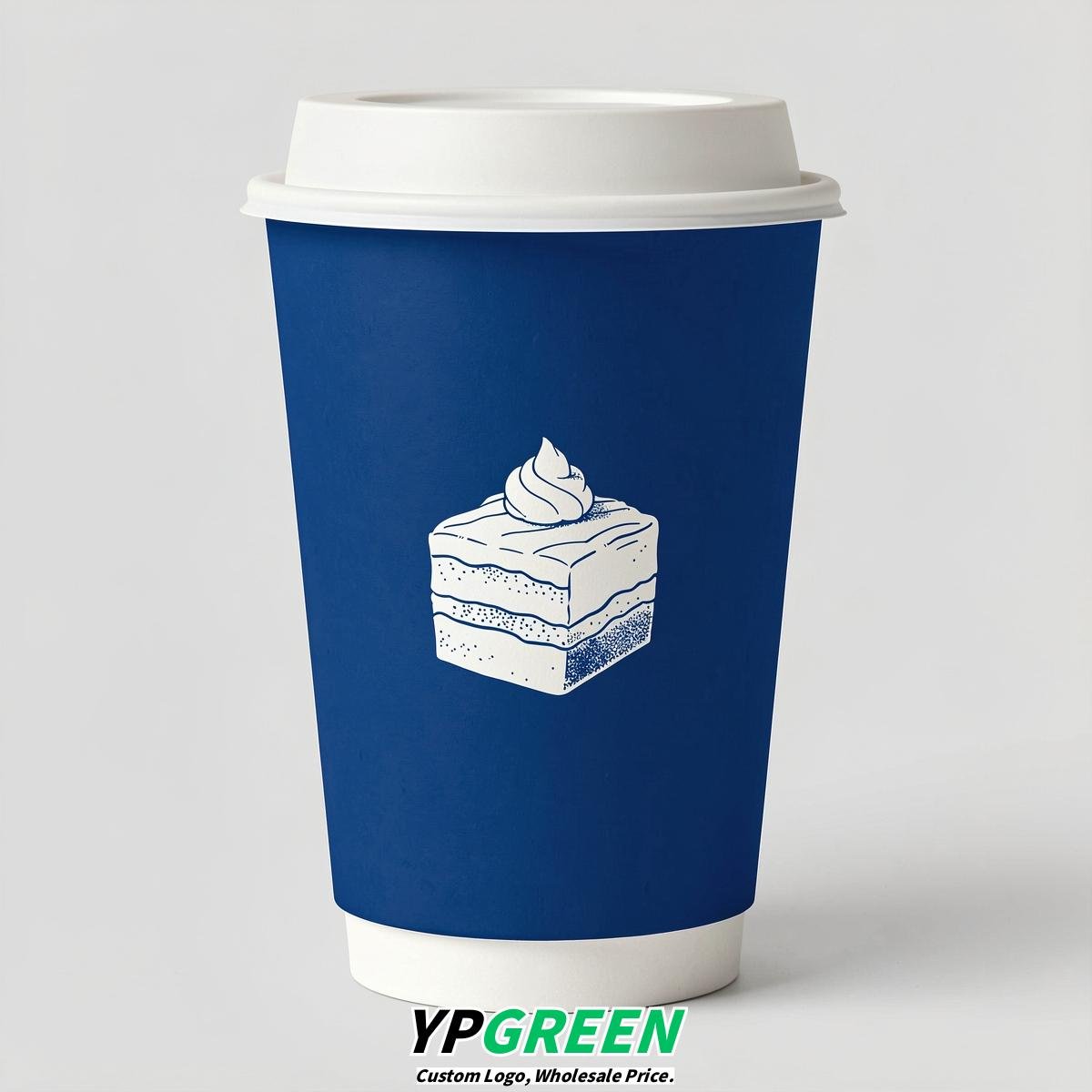 Royal Blue Paper Cups with Desserts Design 8-24oz