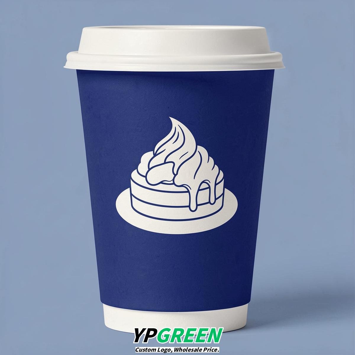 Royal Blue Paper Cups with Desserts Design 8-24oz