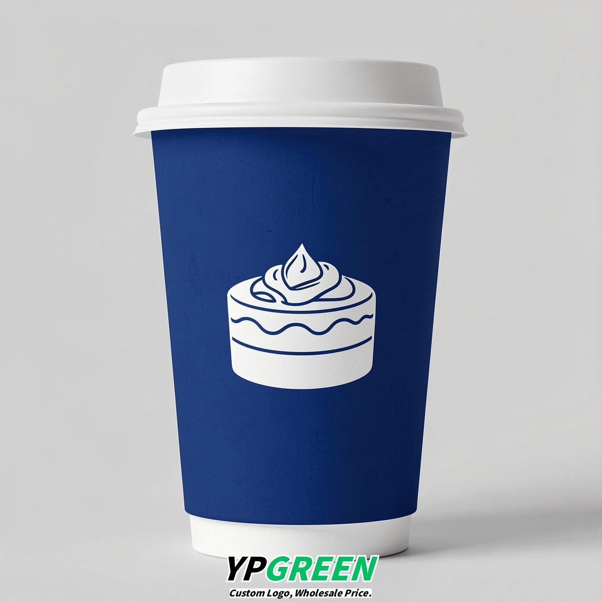 Royal Blue Paper Cups with Desserts Design 8-24oz
