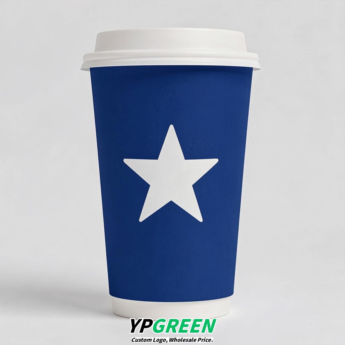 Royal Blue Stars Paper Cups with Lids 8-24oz