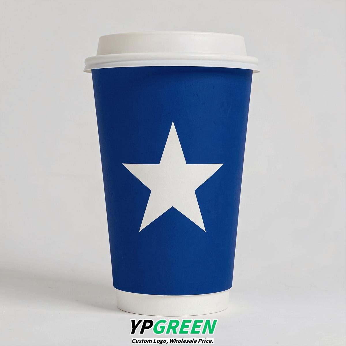 Royal Blue Stars Paper Cups with Lids 8-24oz