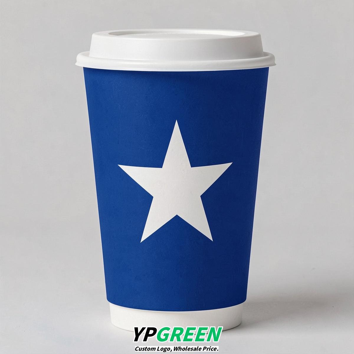 Royal Blue Stars Paper Cups with Lids 8-24oz