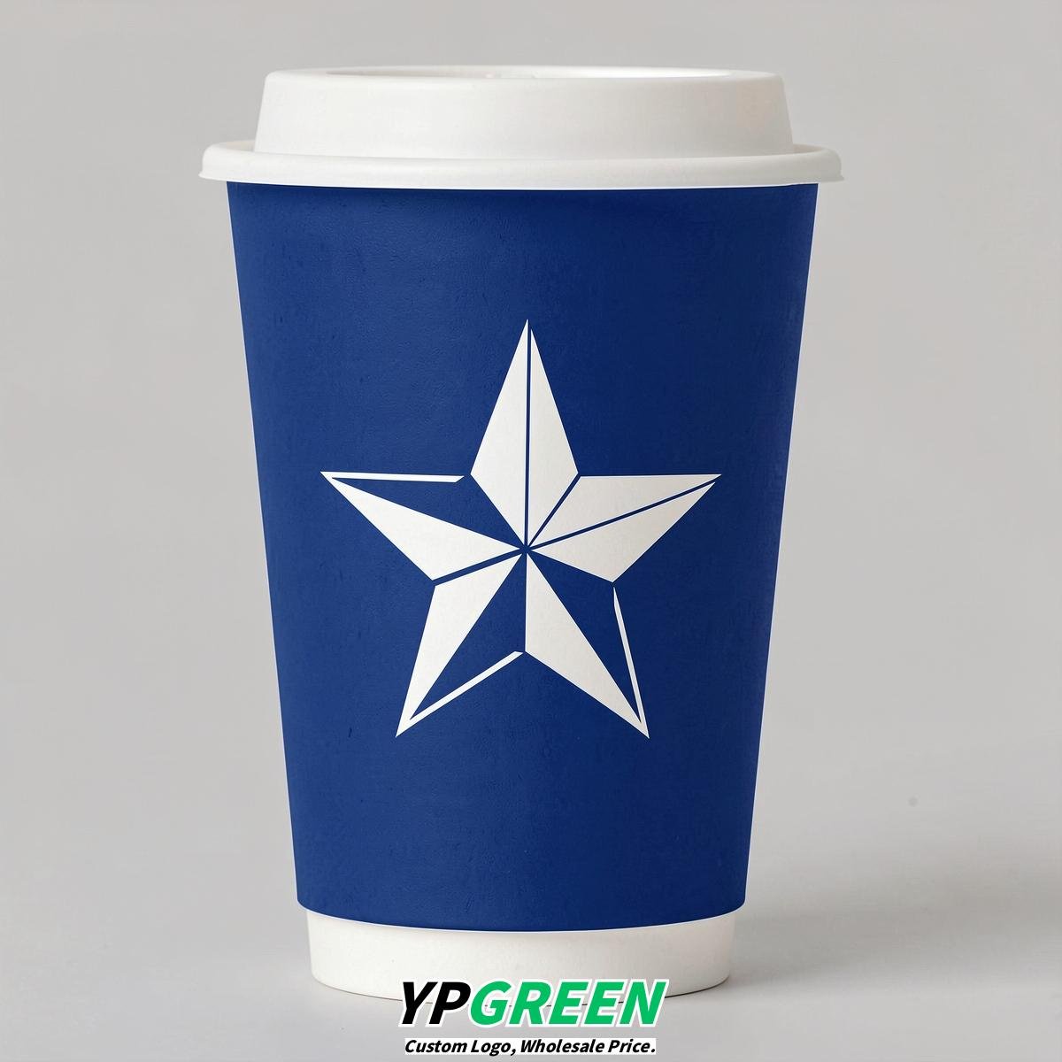 Royal Blue Stars Paper Cups with Lids 8-24oz
