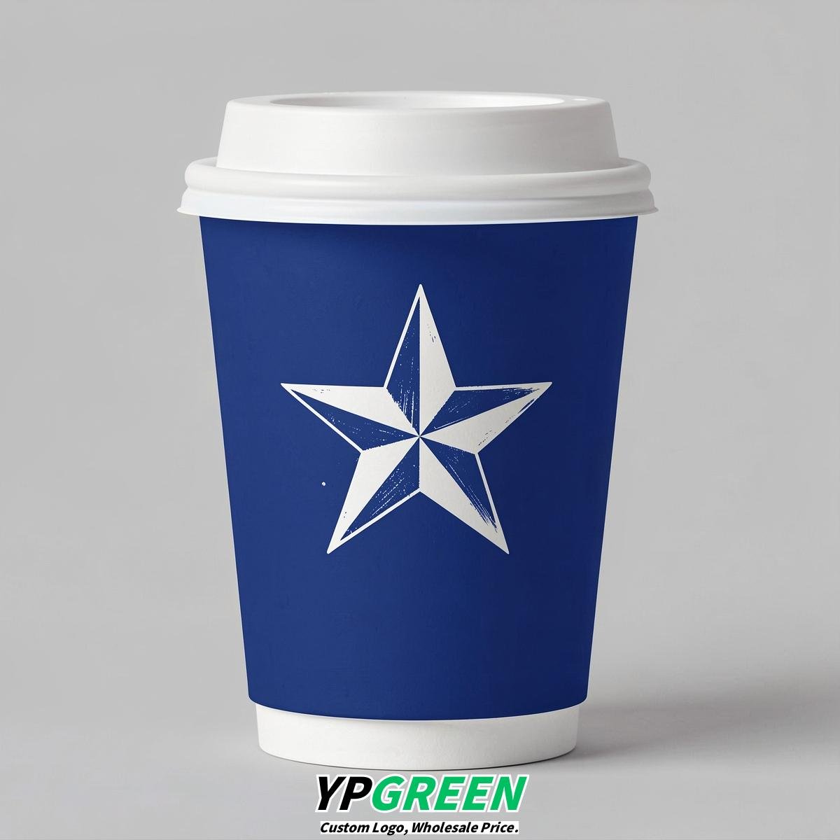 Royal Blue Stars Paper Cups with Lids 8-24oz