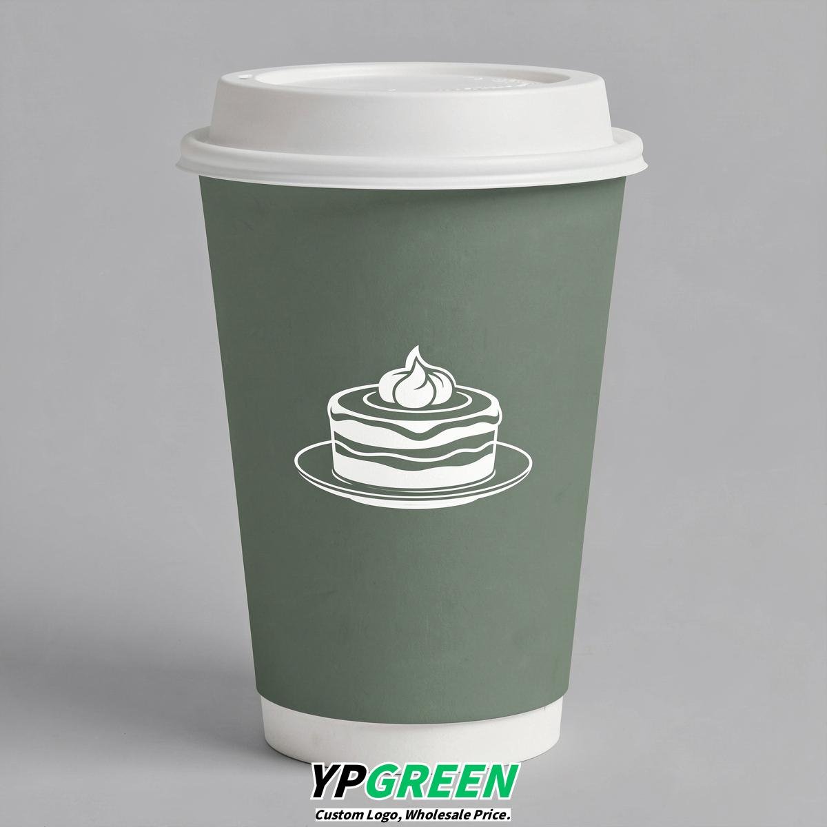 Sage Green Paper Cups with Desserts Design 8-24oz