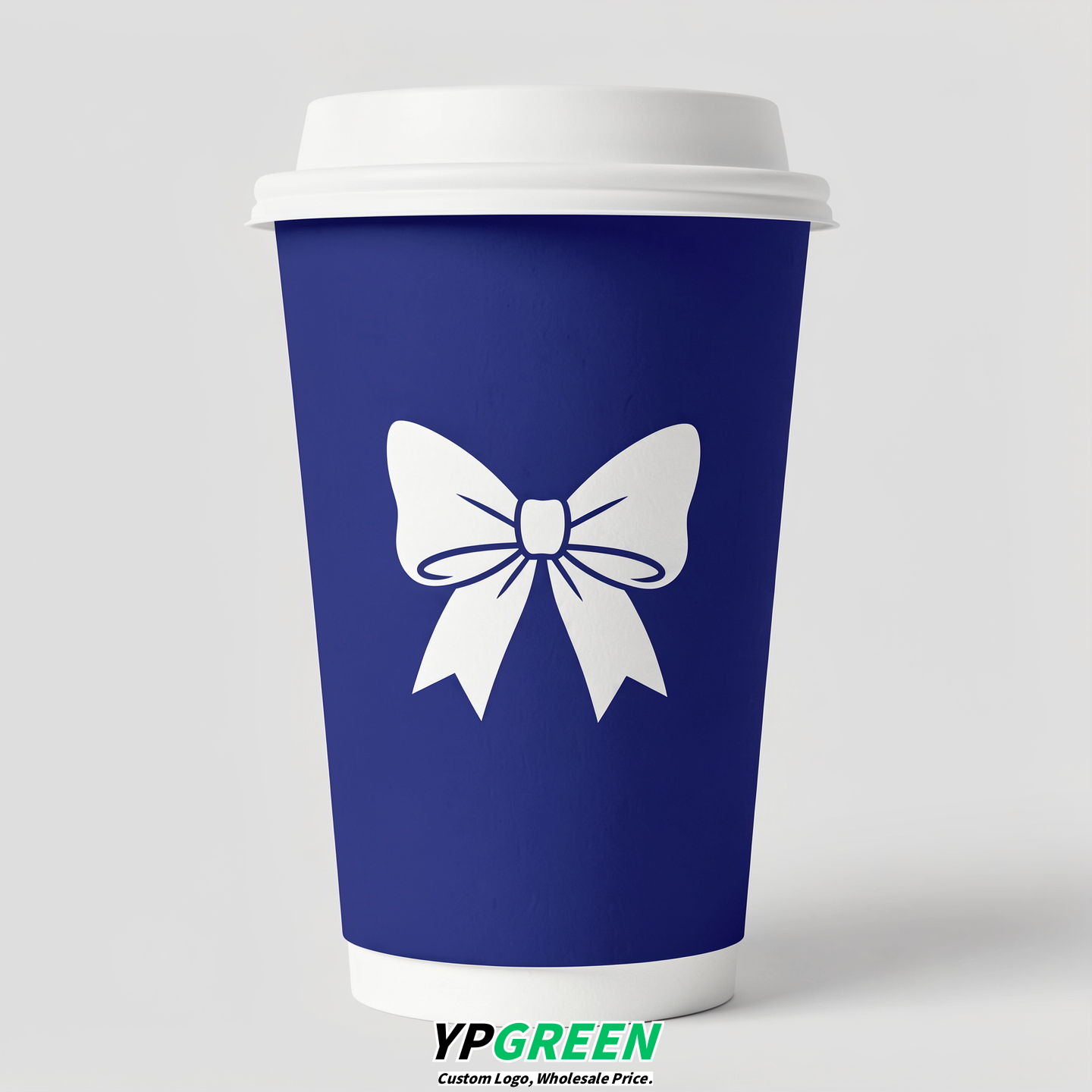 Sapphire Paper Cups with Bow Logo & Lids 8-24oz