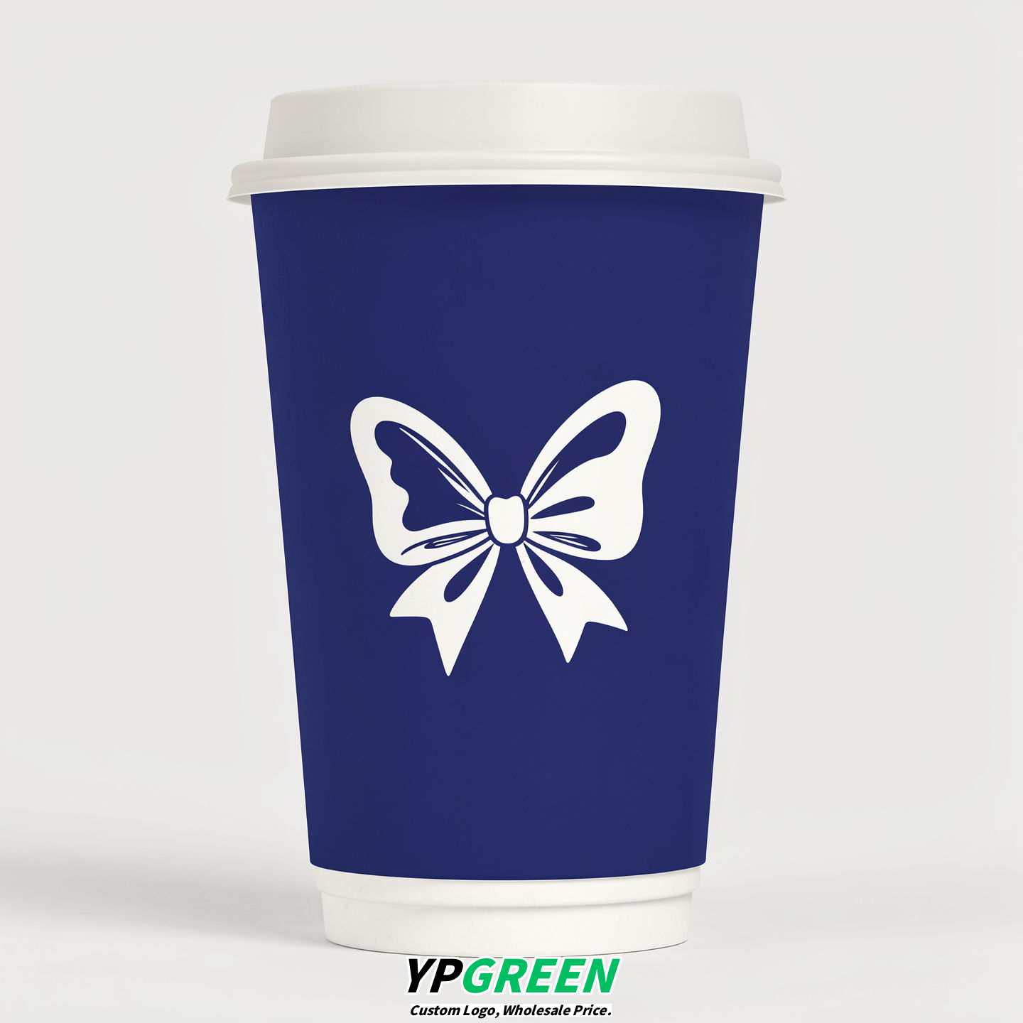 Sapphire Paper Cups with Bow Logo & Lids 8-24oz