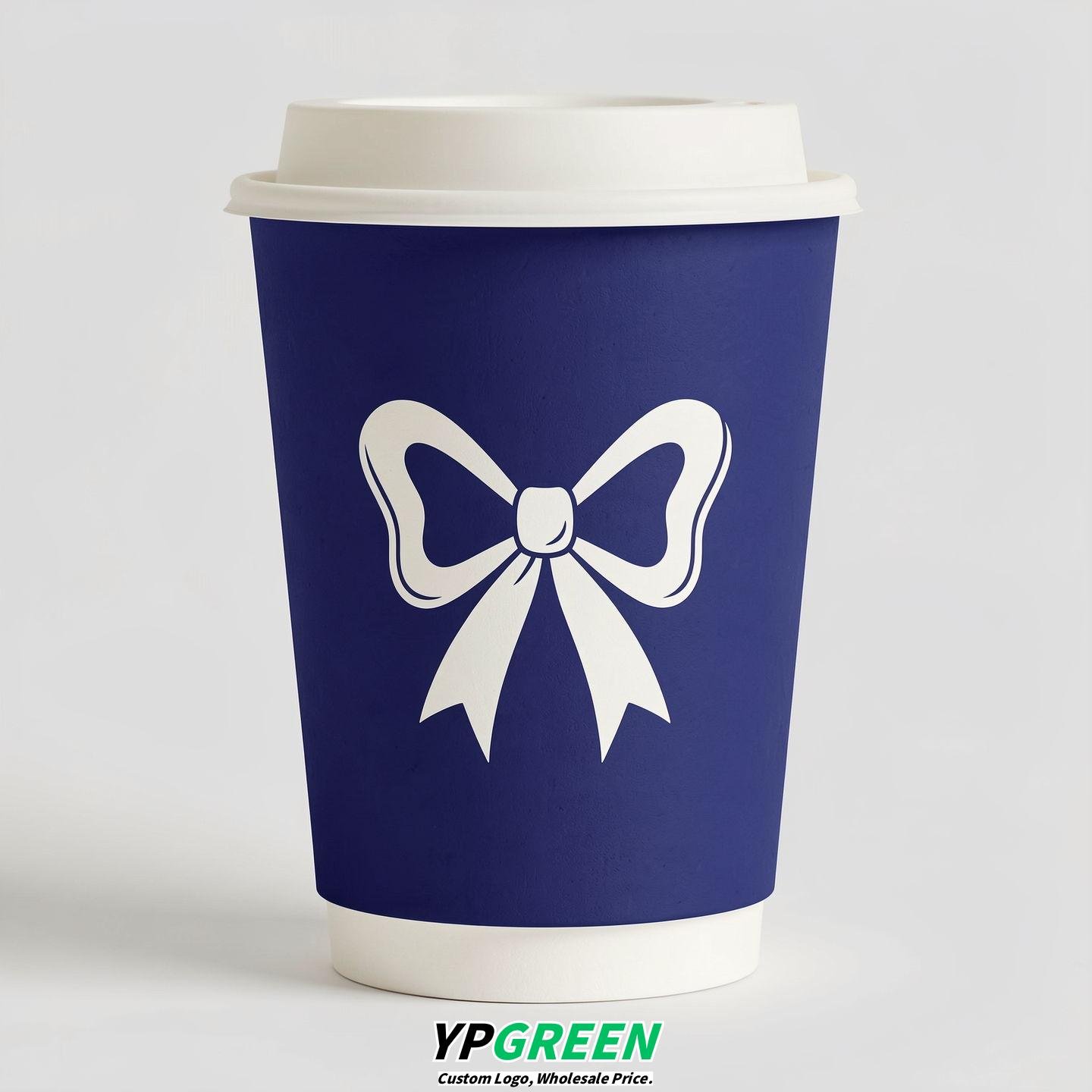 Sapphire Paper Cups with Bow Logo & Lids 8-24oz