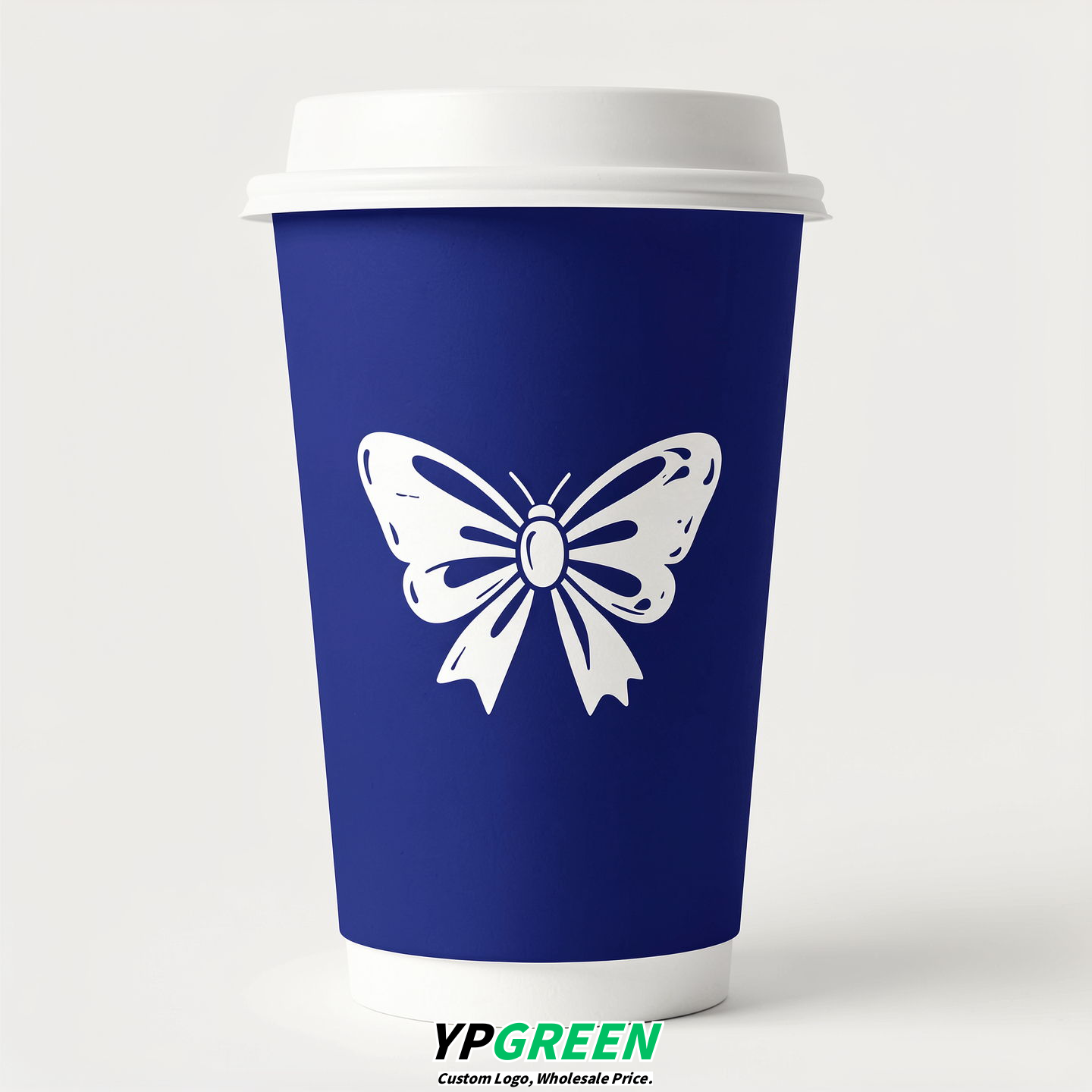 Sapphire Paper Cups with Bow Logo & Lids 8-24oz