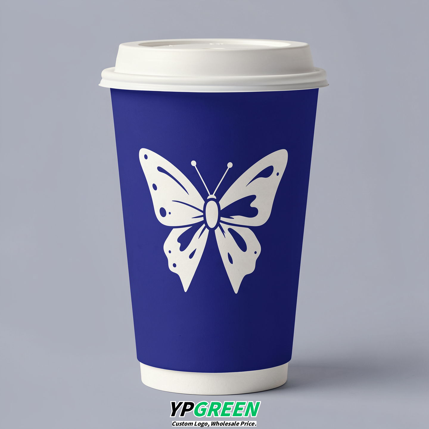 Sapphire Paper Cups with Bow Logo & Lids 8-24oz