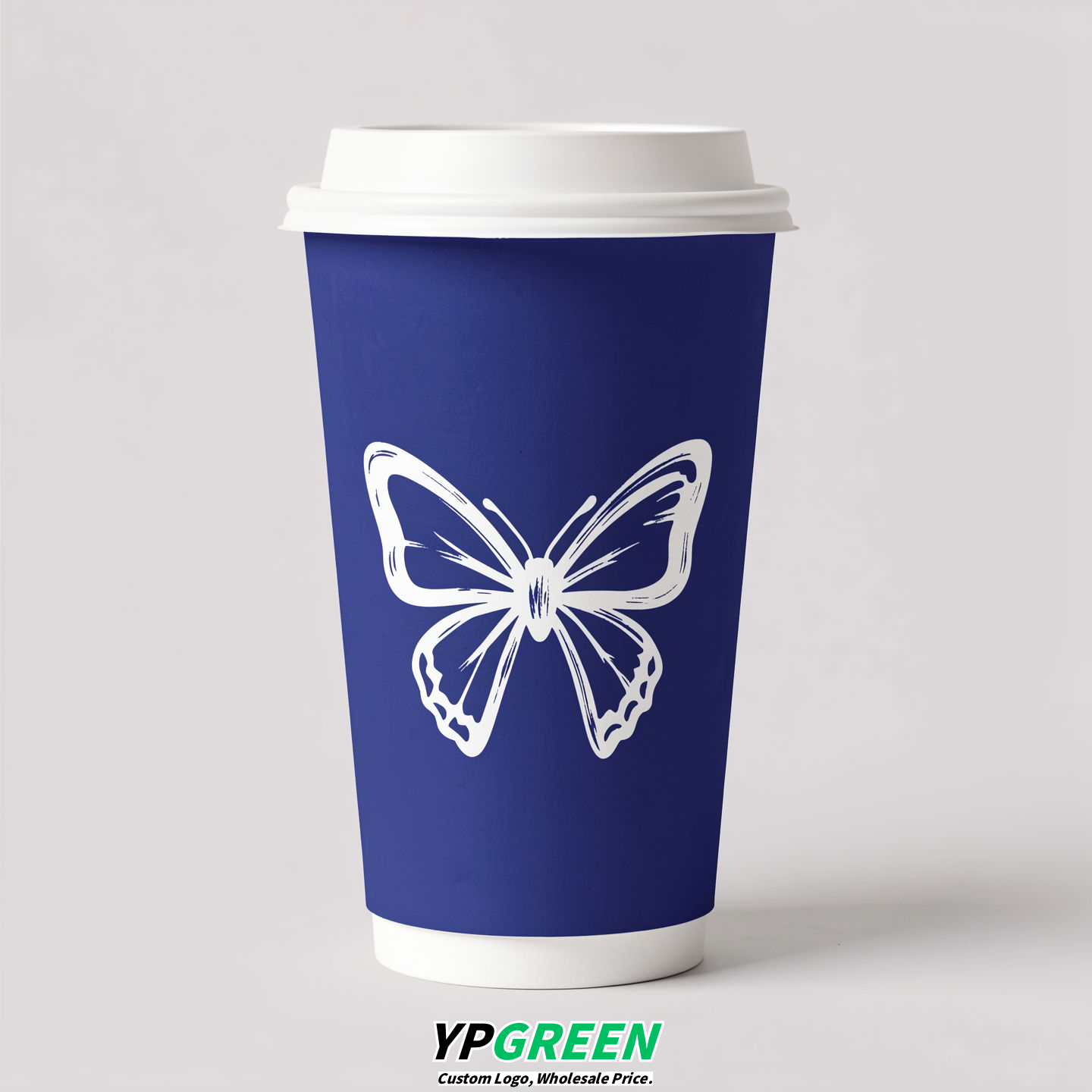 Sapphire Paper Cups with Bow Logo & Lids 8-24oz