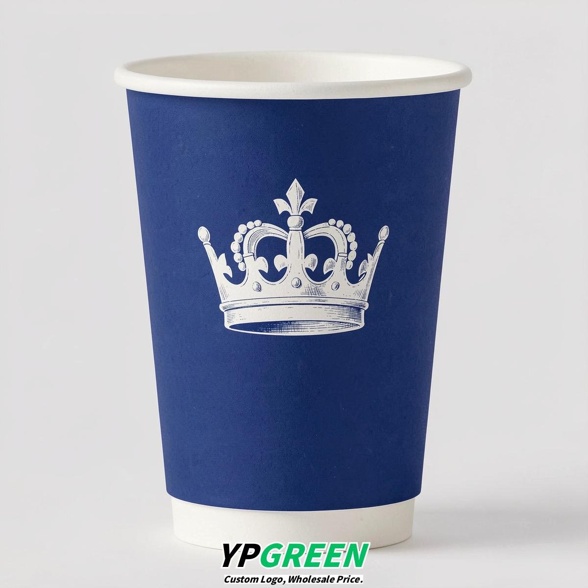 Sapphire Paper Cups with Crown Design 8-24oz