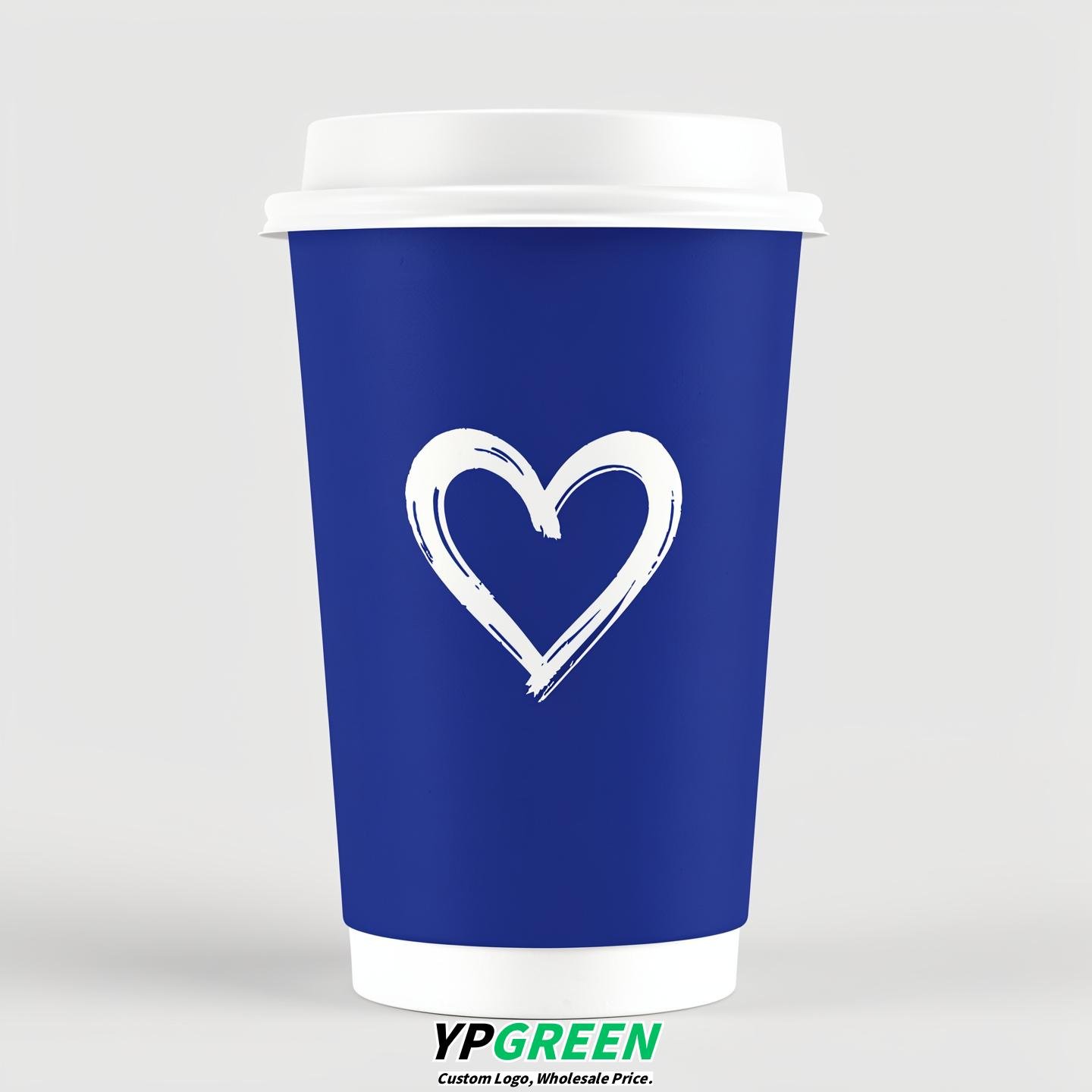 Sapphire Heart Paper Cups with Lids 8-24oz