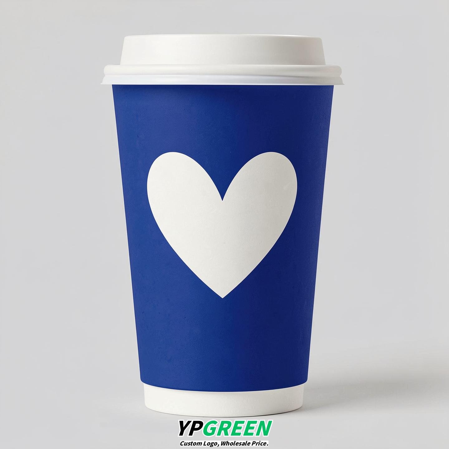 Sapphire Heart Paper Cups with Lids 8-24oz