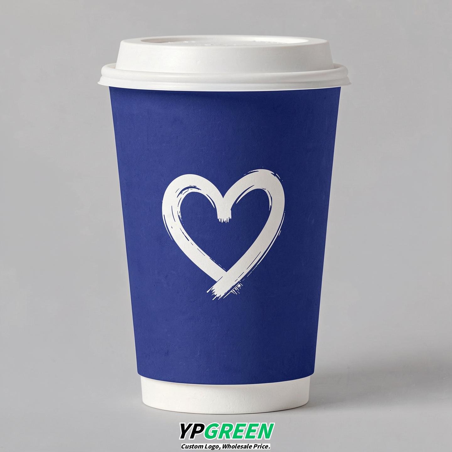Sapphire Heart Paper Cups with Lids 8-24oz
