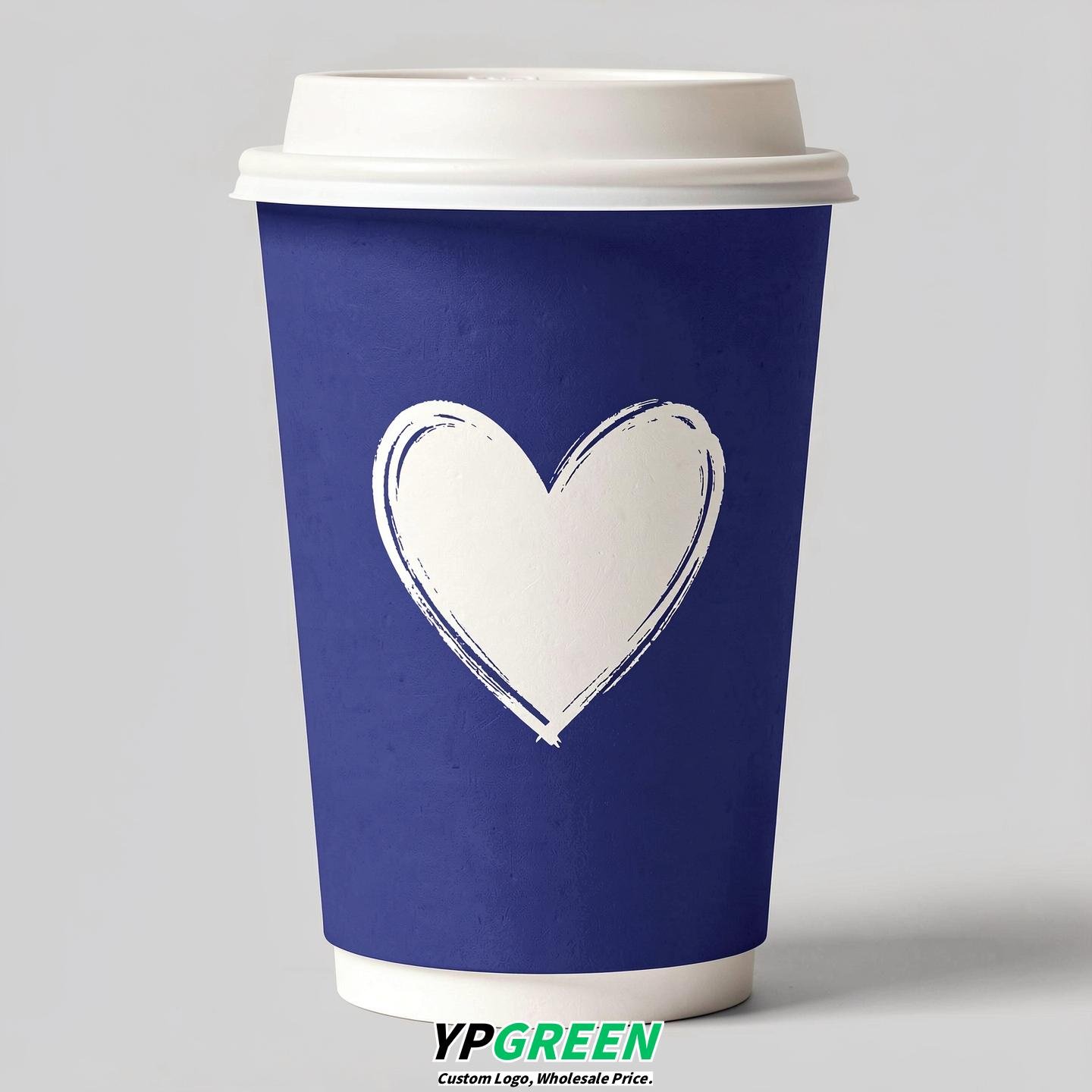 Sapphire Heart Paper Cups with Lids 8-24oz