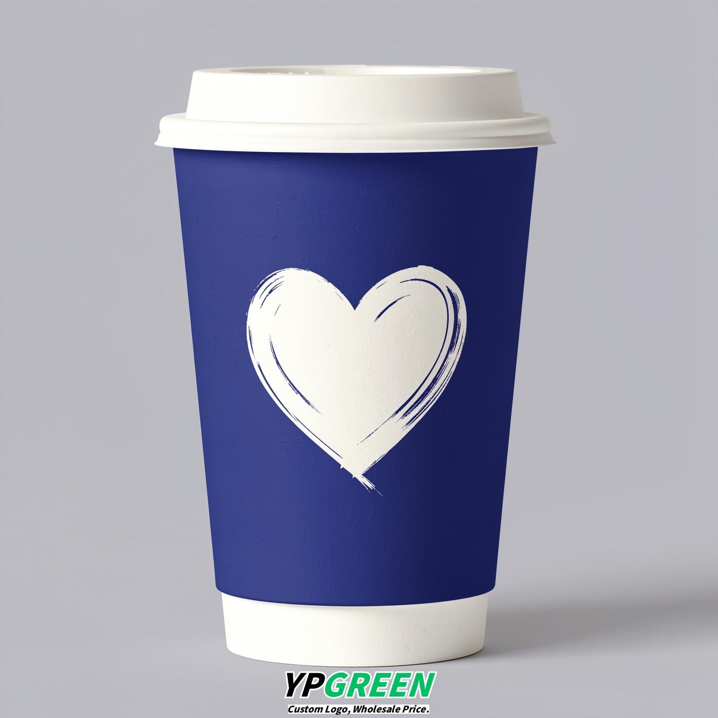 Sapphire Heart Paper Cups with Lids 8-24oz