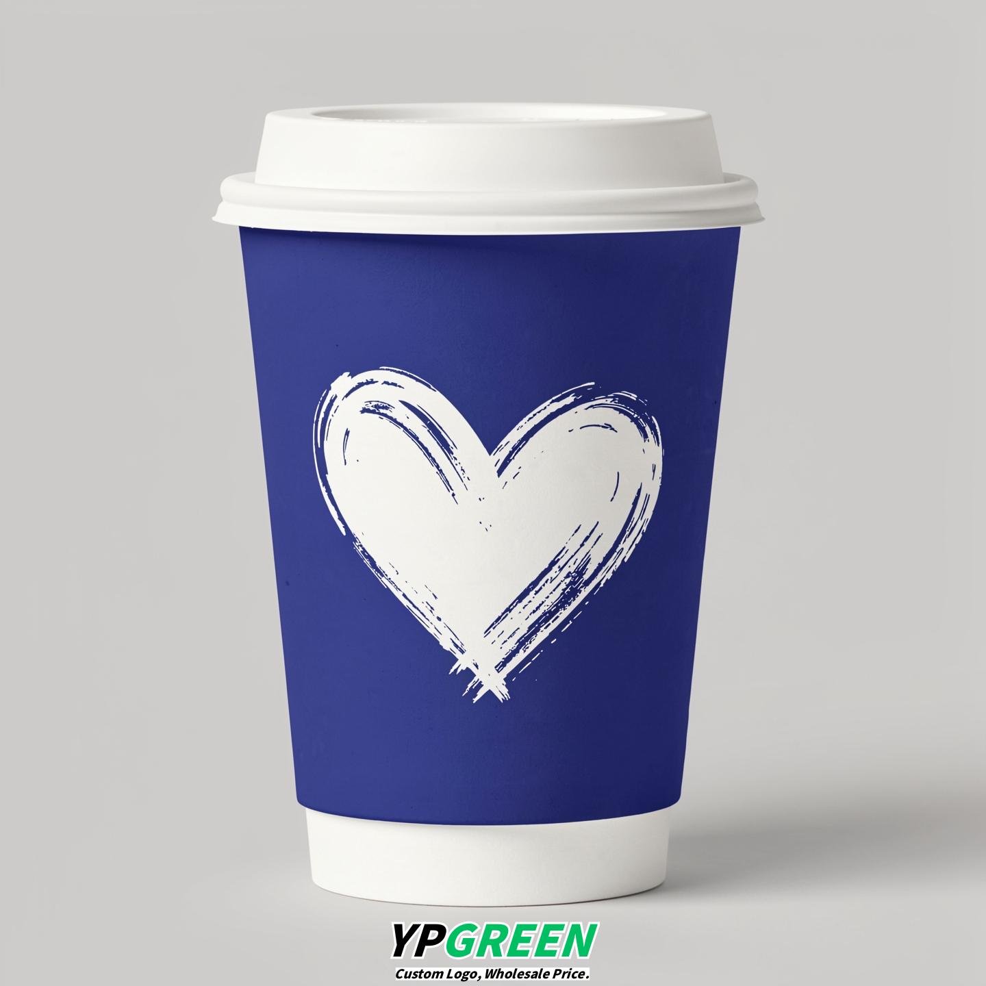 Sapphire Heart Paper Cups with Lids 8-24oz