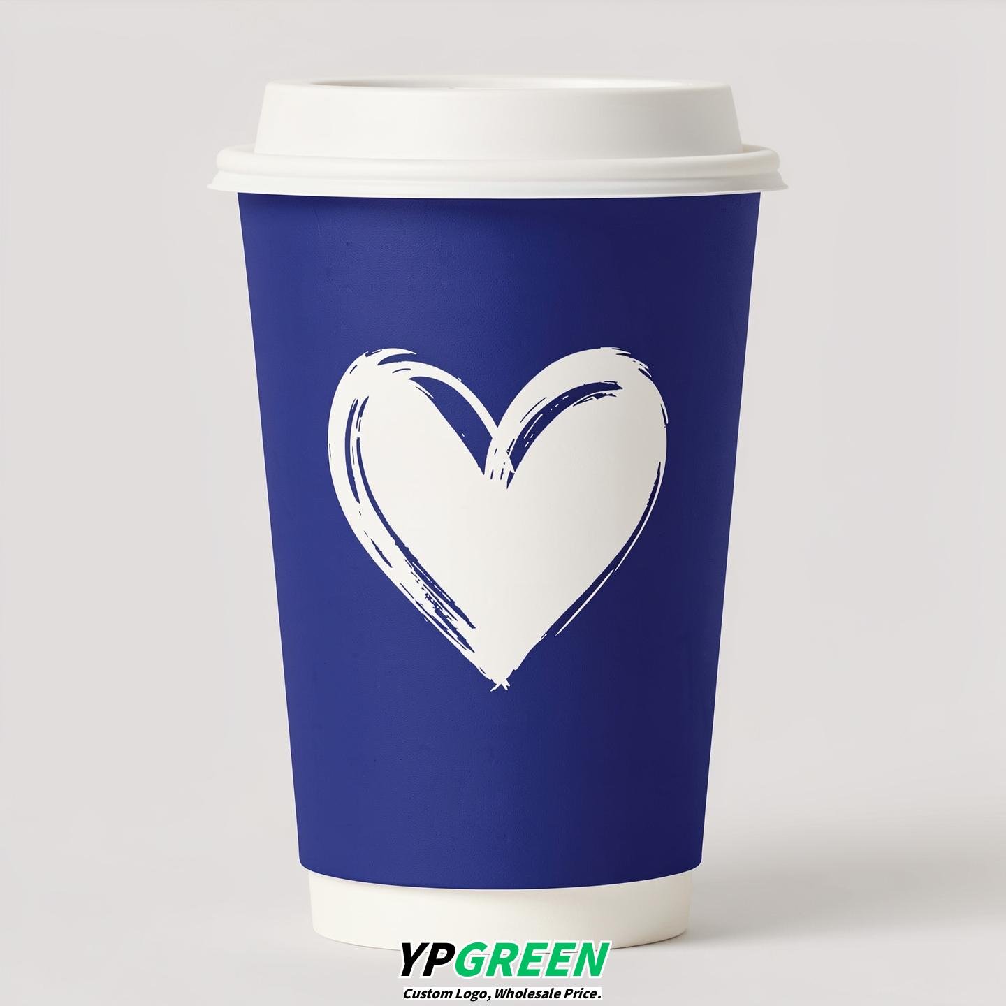 Sapphire Heart Paper Cups with Lids 8-24oz