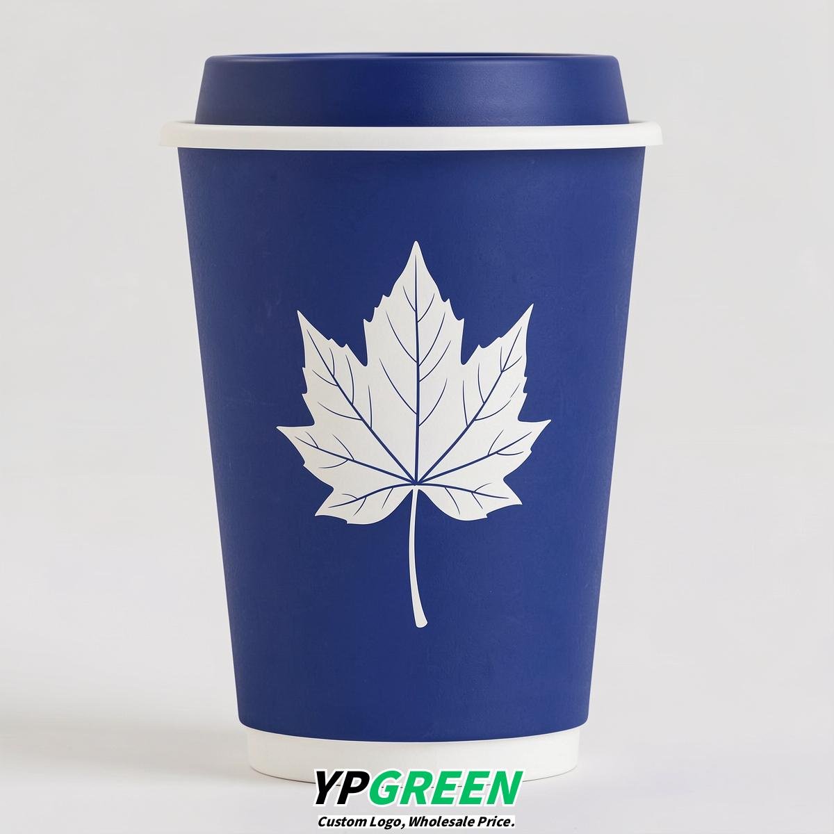 Sapphire Leaves Paper Cups with Lids 8-24oz