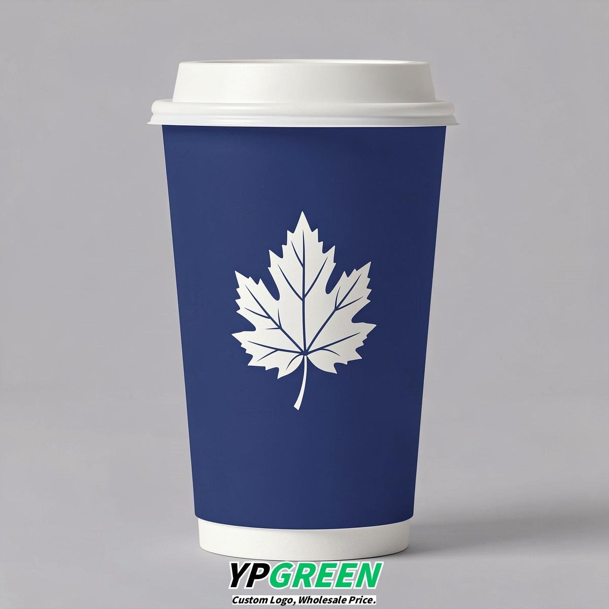 Sapphire Leaves Paper Cups with Lids 8-24oz