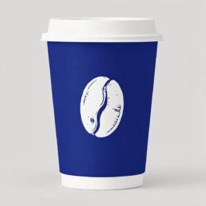 Sapphire Paper Cups with Coffee Bean Logo & Lids 8-24oz