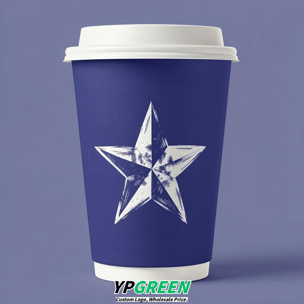 Sapphire Stars Paper Cups with Lids 8-24oz