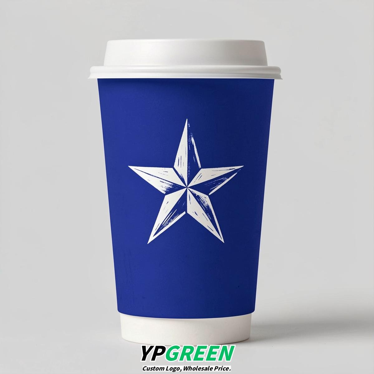 Sapphire Stars Paper Cups with Lids 8-24oz