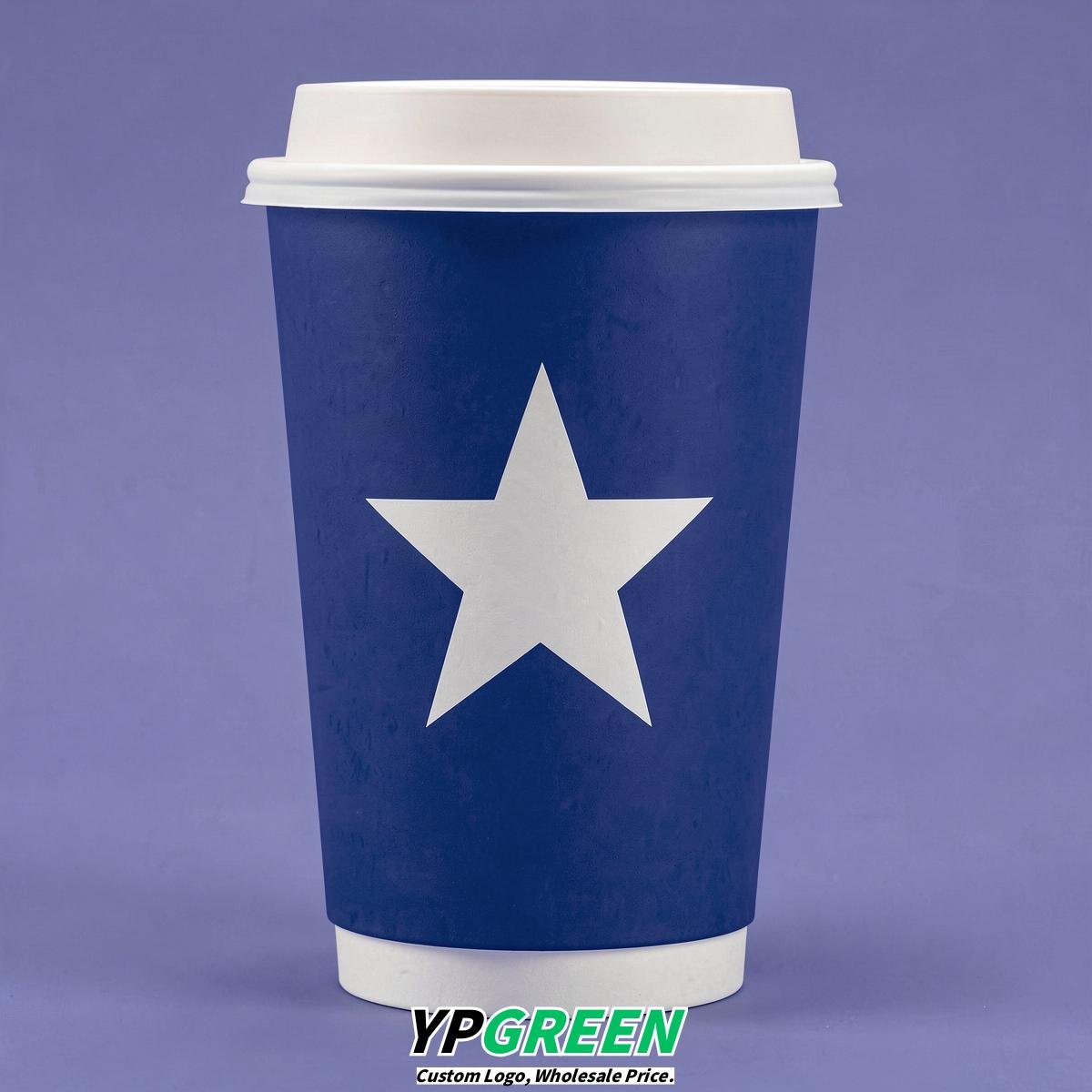 Sapphire Stars Paper Cups with Lids 8-24oz