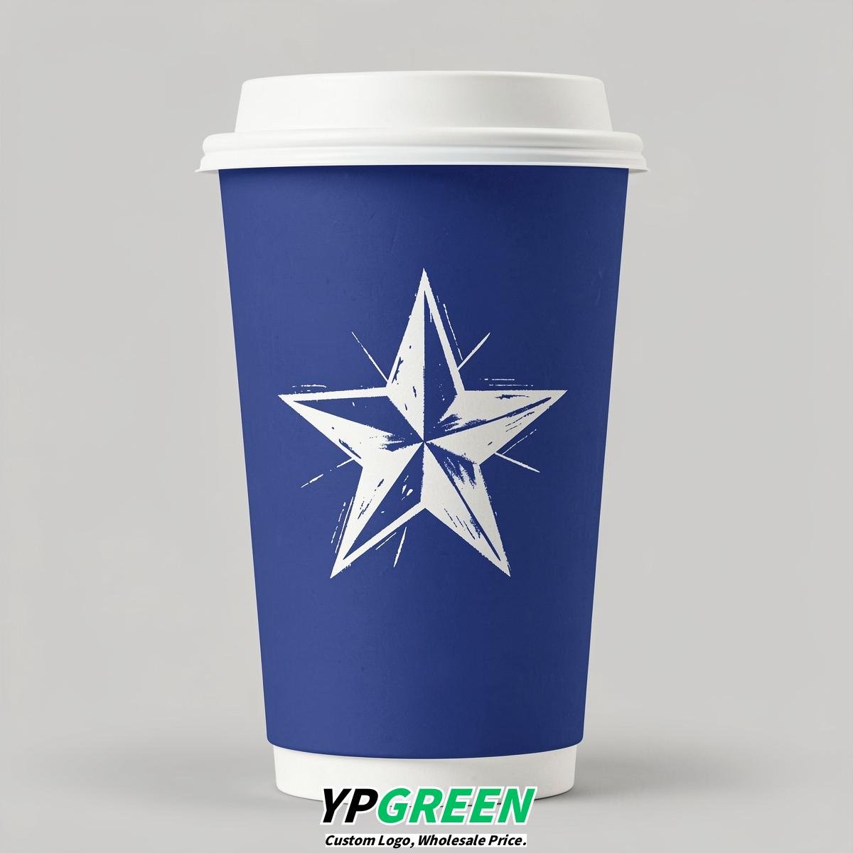 Sapphire Stars Paper Cups with Lids 8-24oz