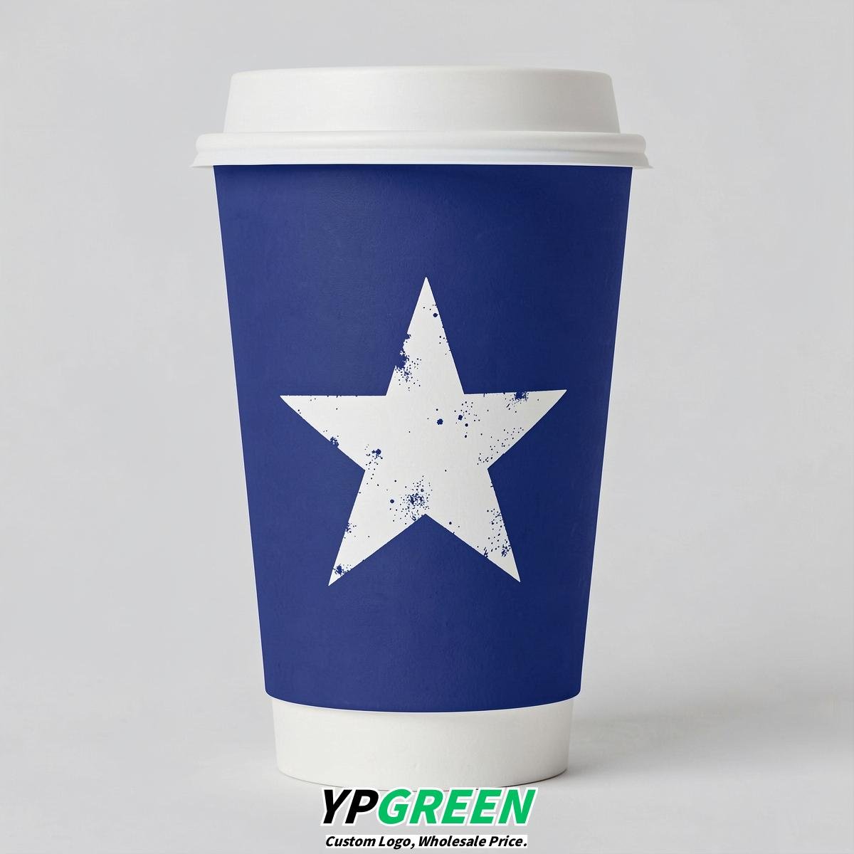 Sapphire Stars Paper Cups with Lids 8-24oz