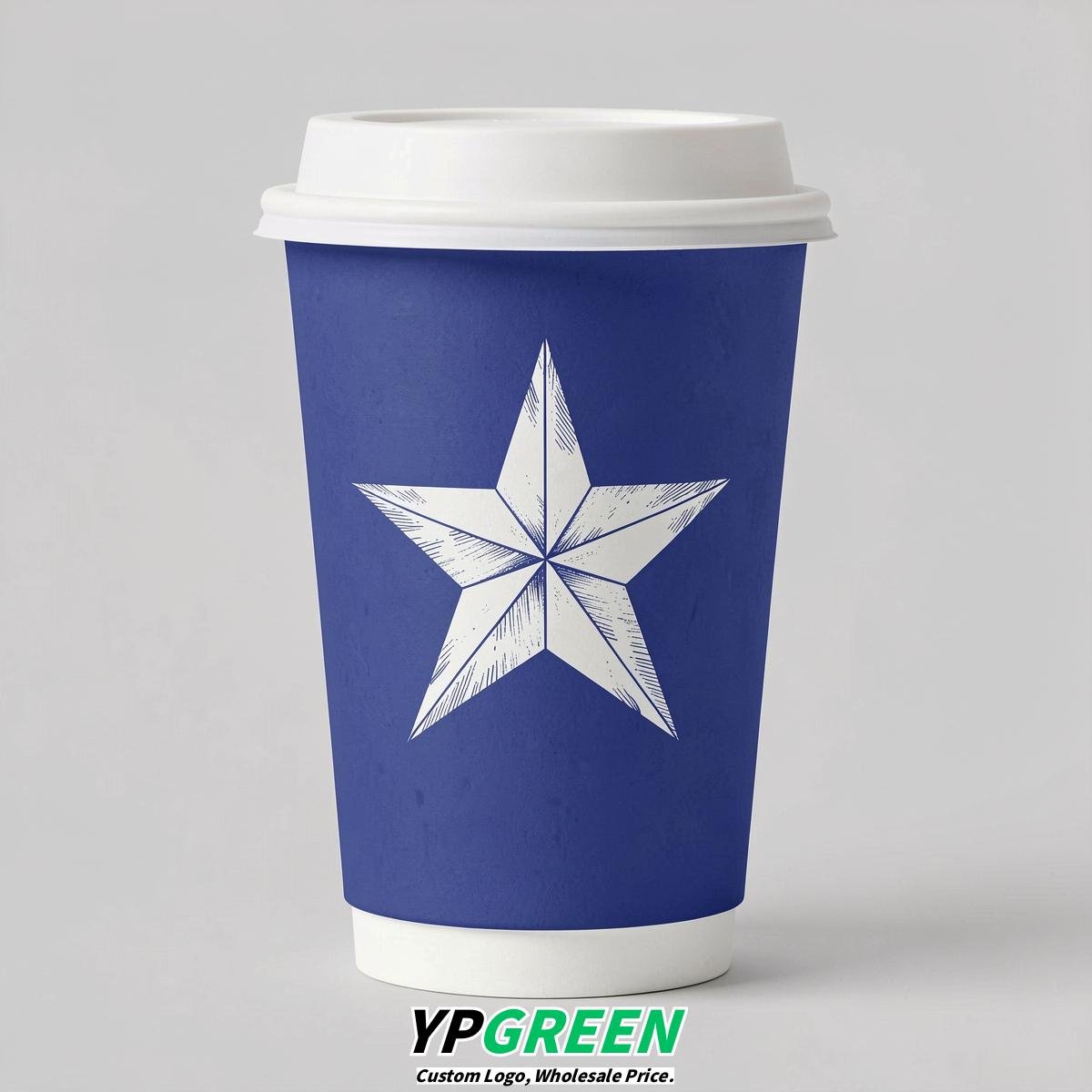 Sapphire Stars Paper Cups with Lids 8-24oz