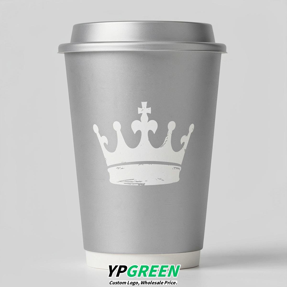 Silver Paper Cups with Crown Design 8-24oz