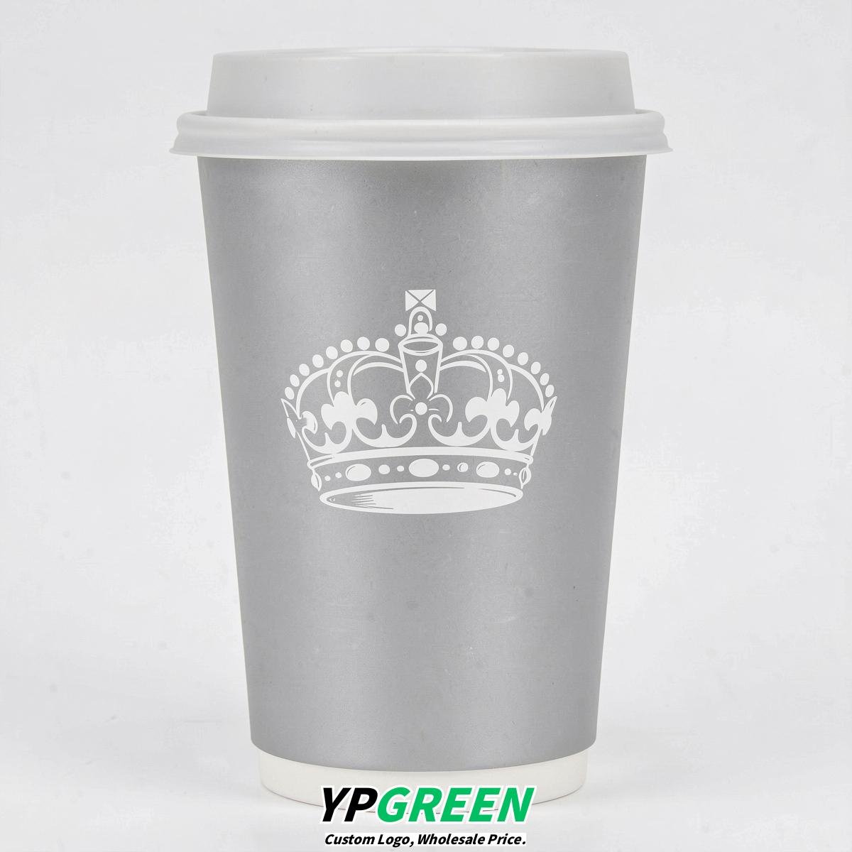 Silver Paper Cups with Crown Design 8-24oz