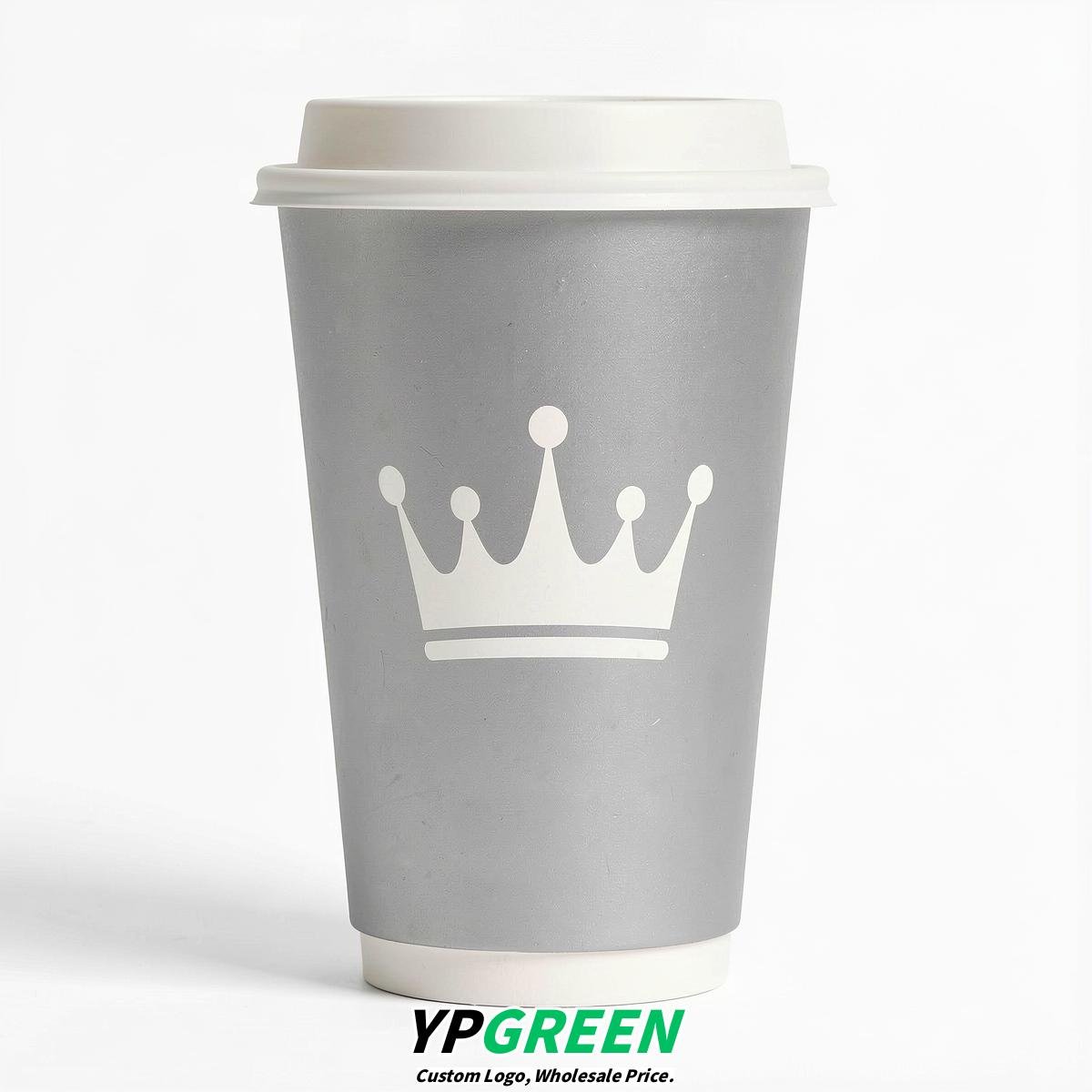 Silver Paper Cups with Crown Design 8-24oz
