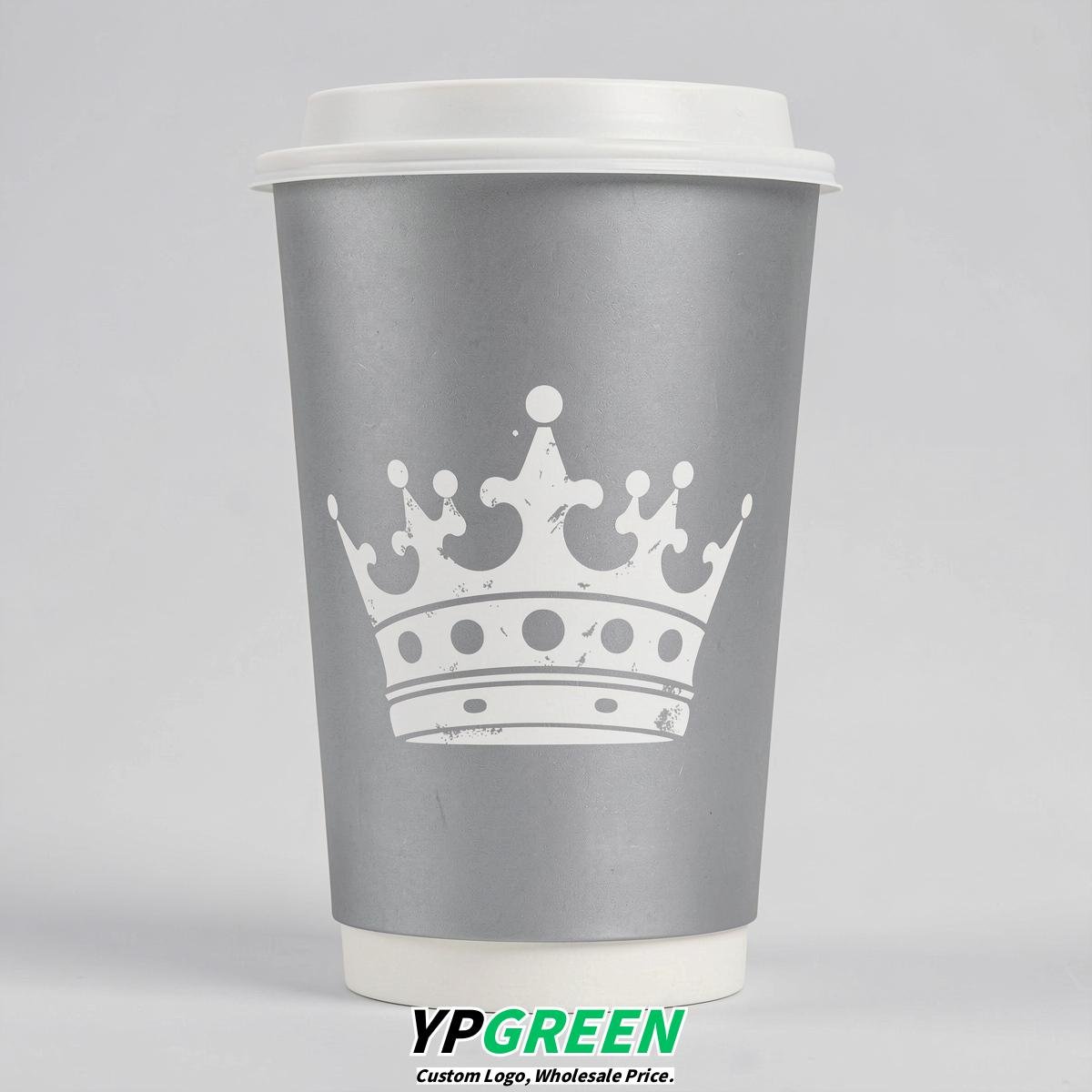 Silver Paper Cups with Crown Design 8-24oz