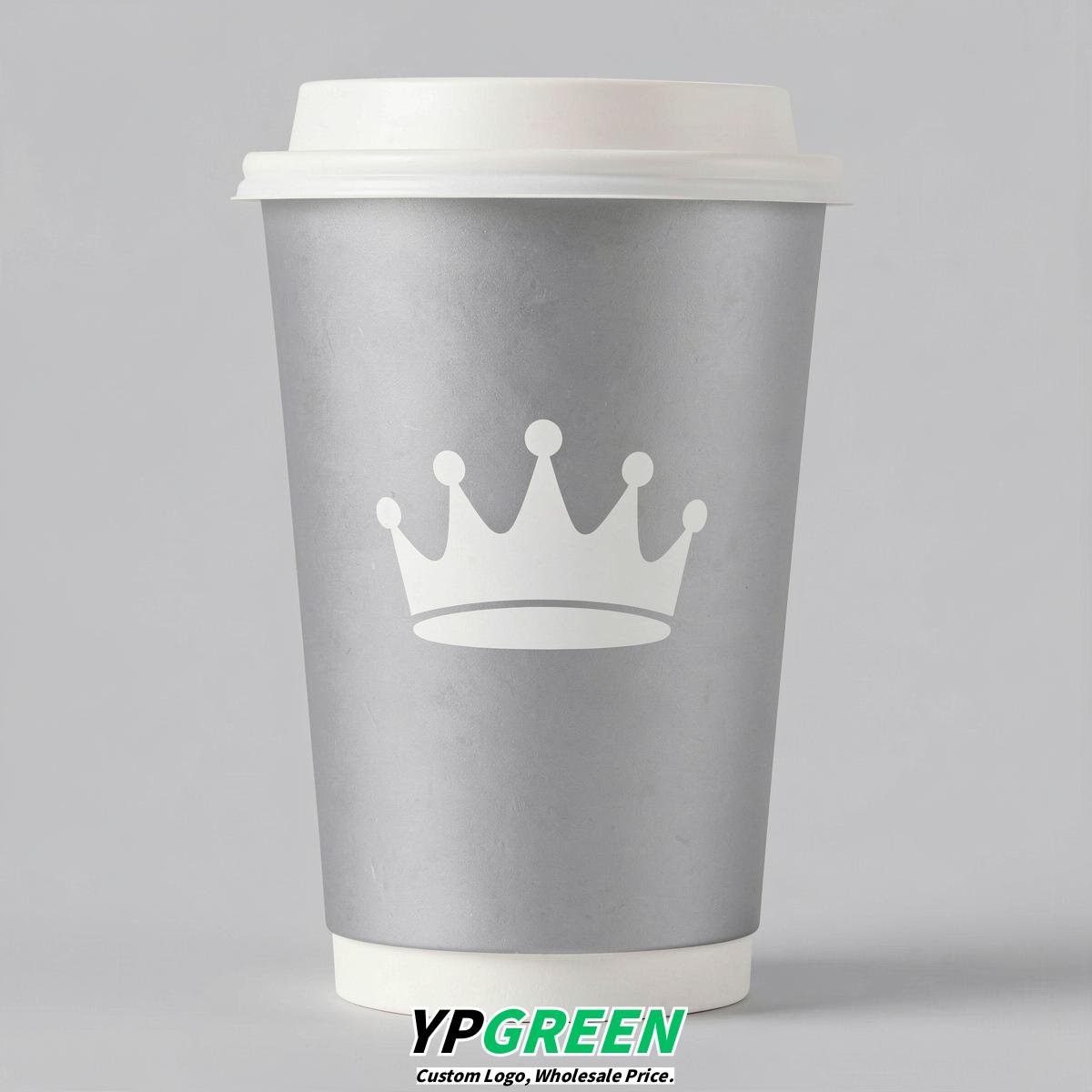 Silver Paper Cups with Crown Design 8-24oz