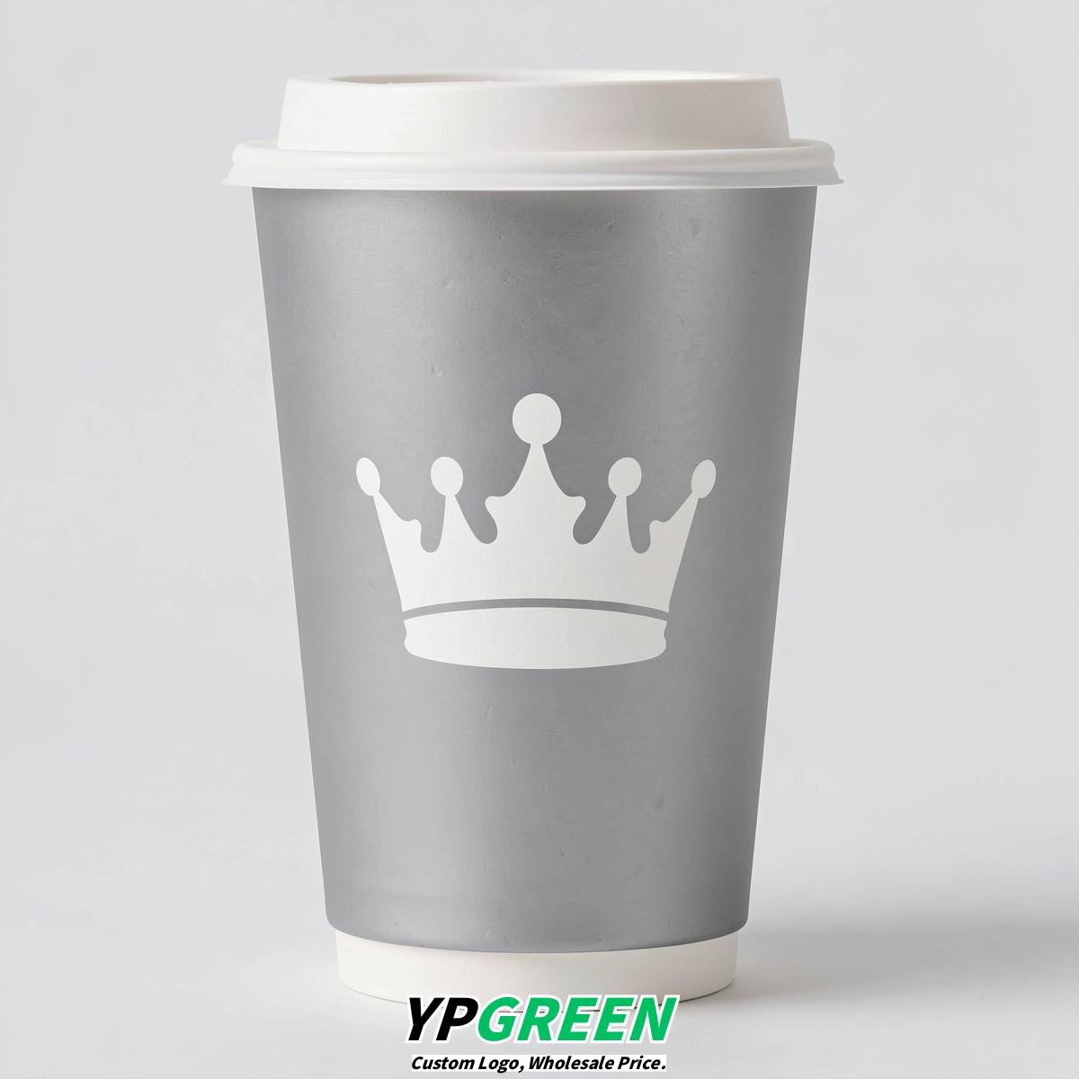 Silver Paper Cups with Crown Design 8-24oz