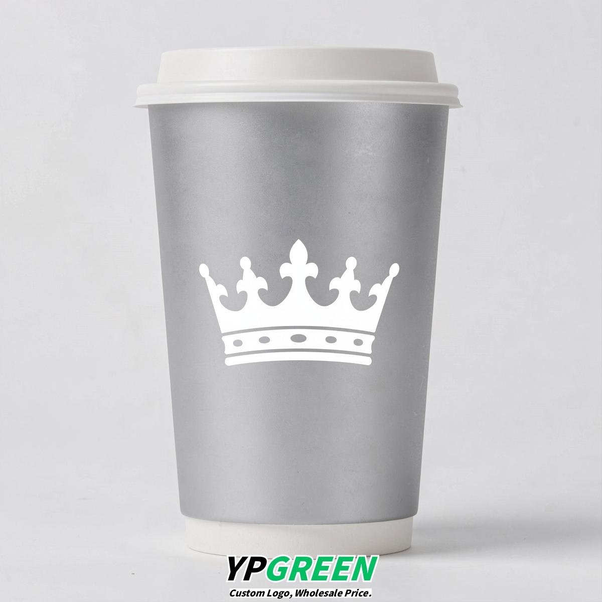 Silver Paper Cups with Crown Design 8-24oz