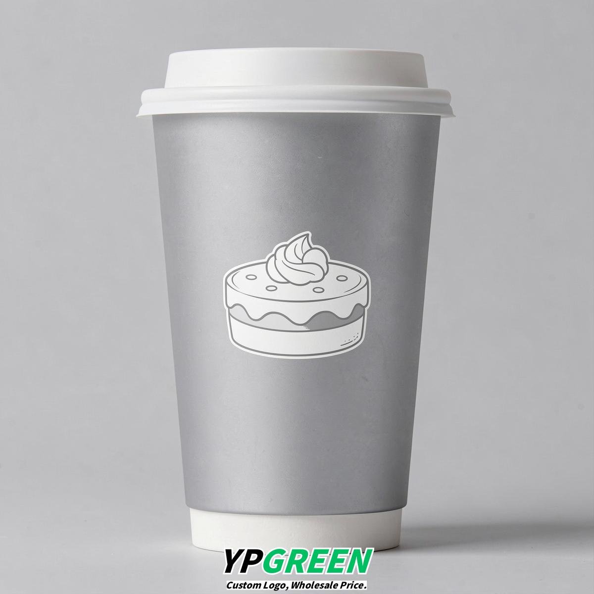 Silver Paper Cups with Desserts Design 8-24oz