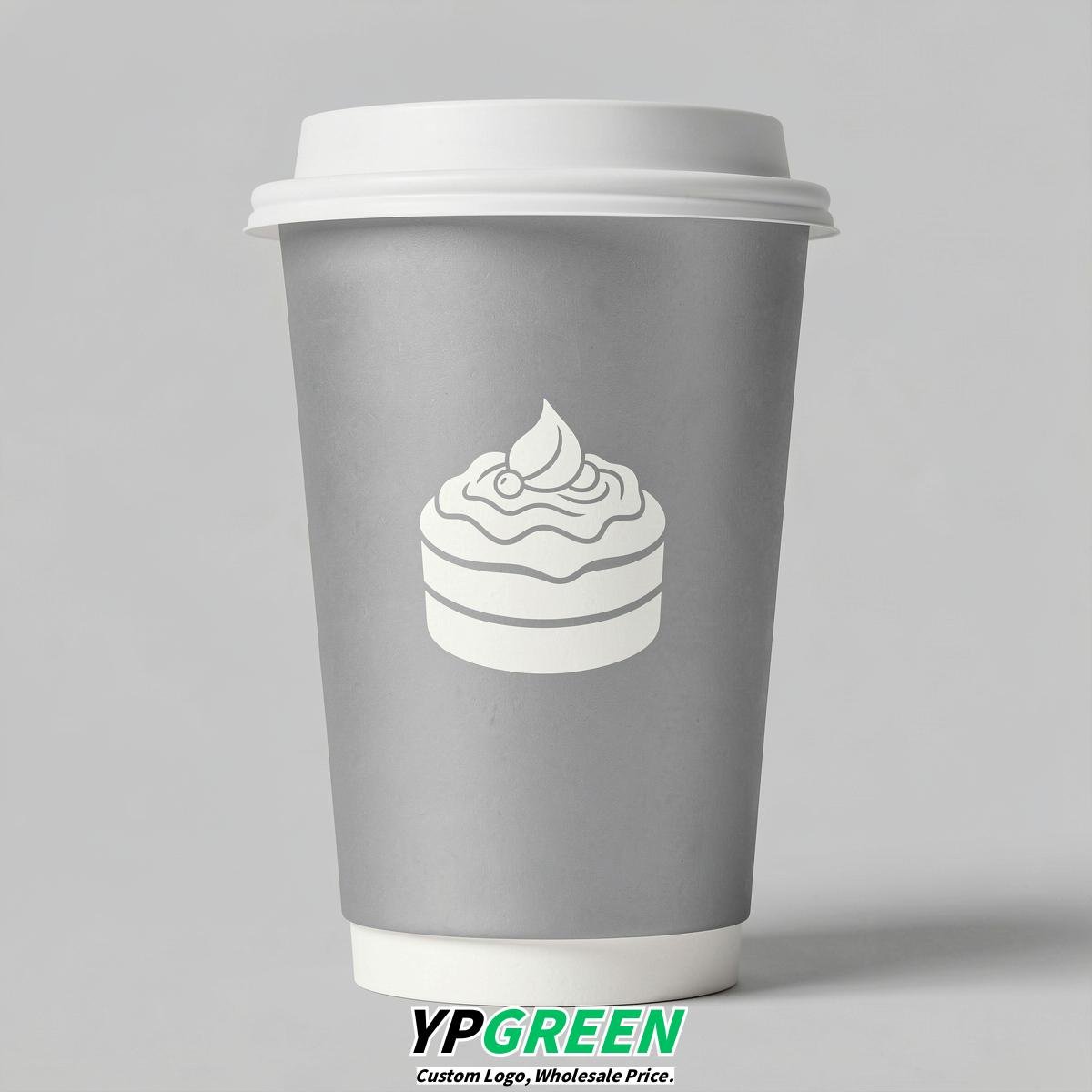 Silver Paper Cups with Desserts Design 8-24oz