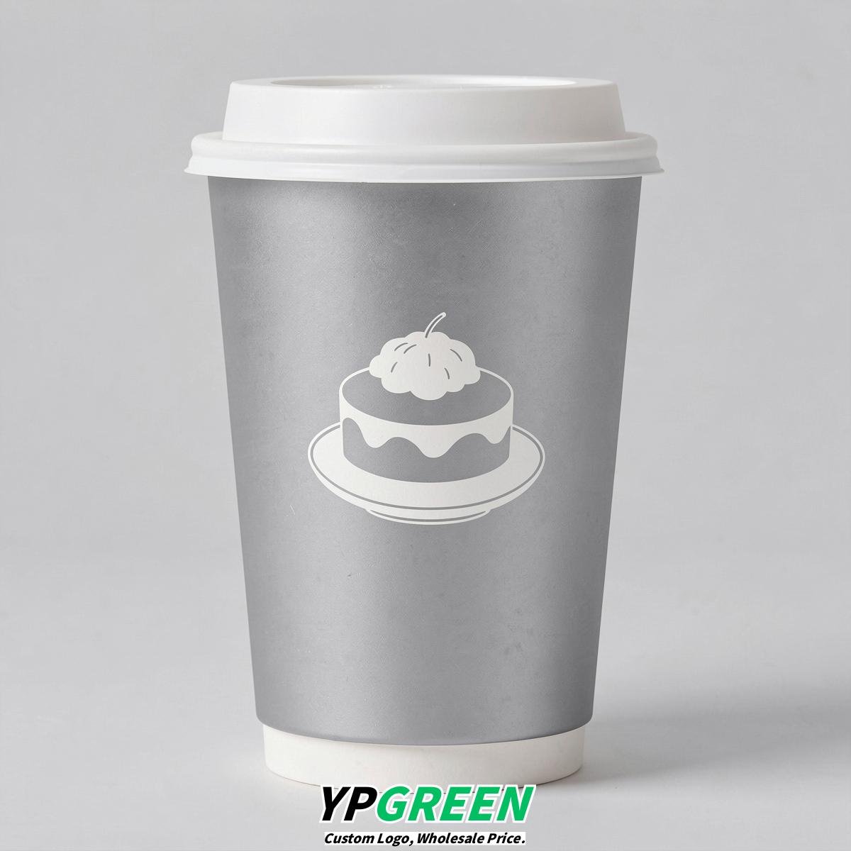 Silver Paper Cups with Desserts Design 8-24oz